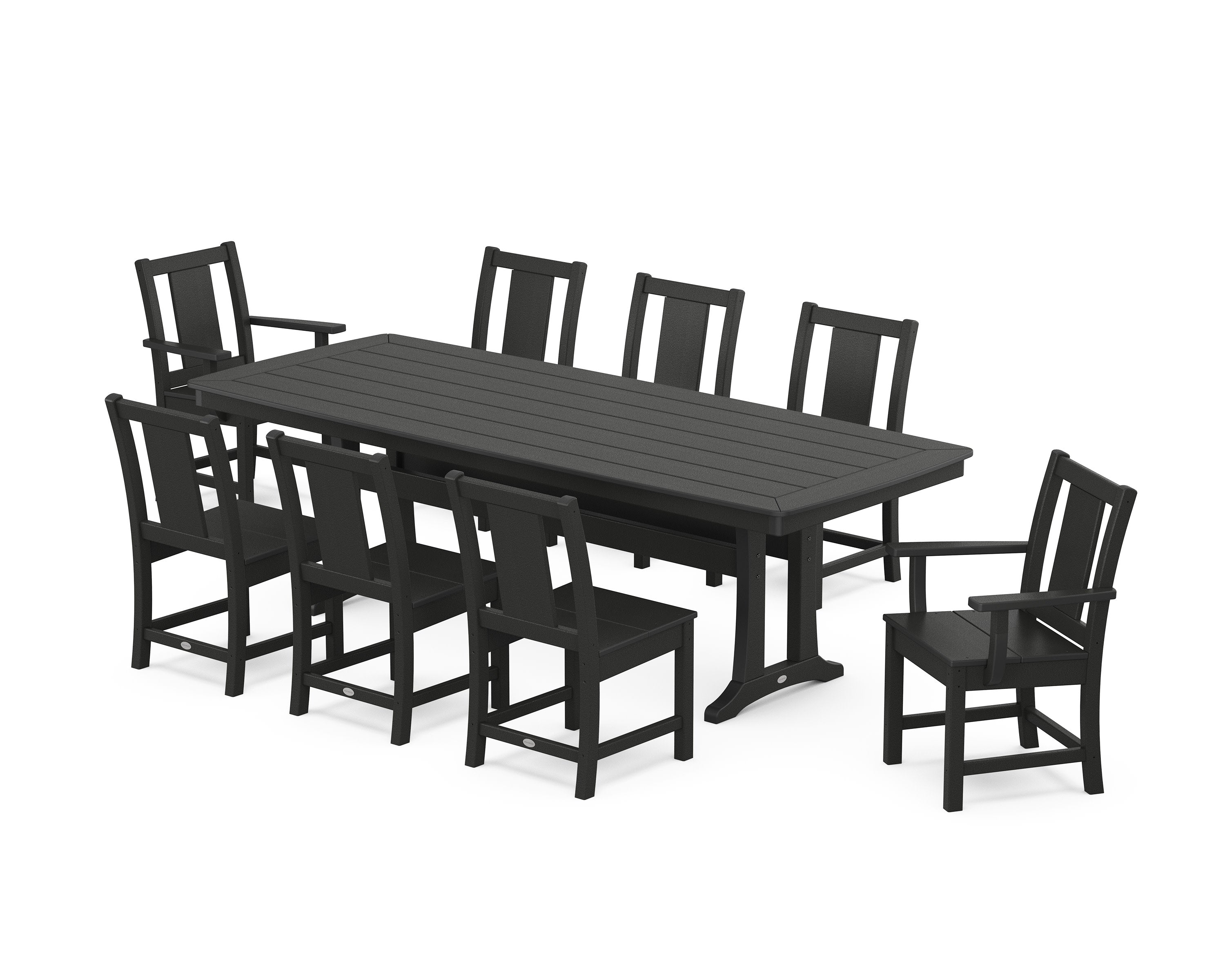 Prairie 9-Piece Dining Set with Trestle Legs in Black
