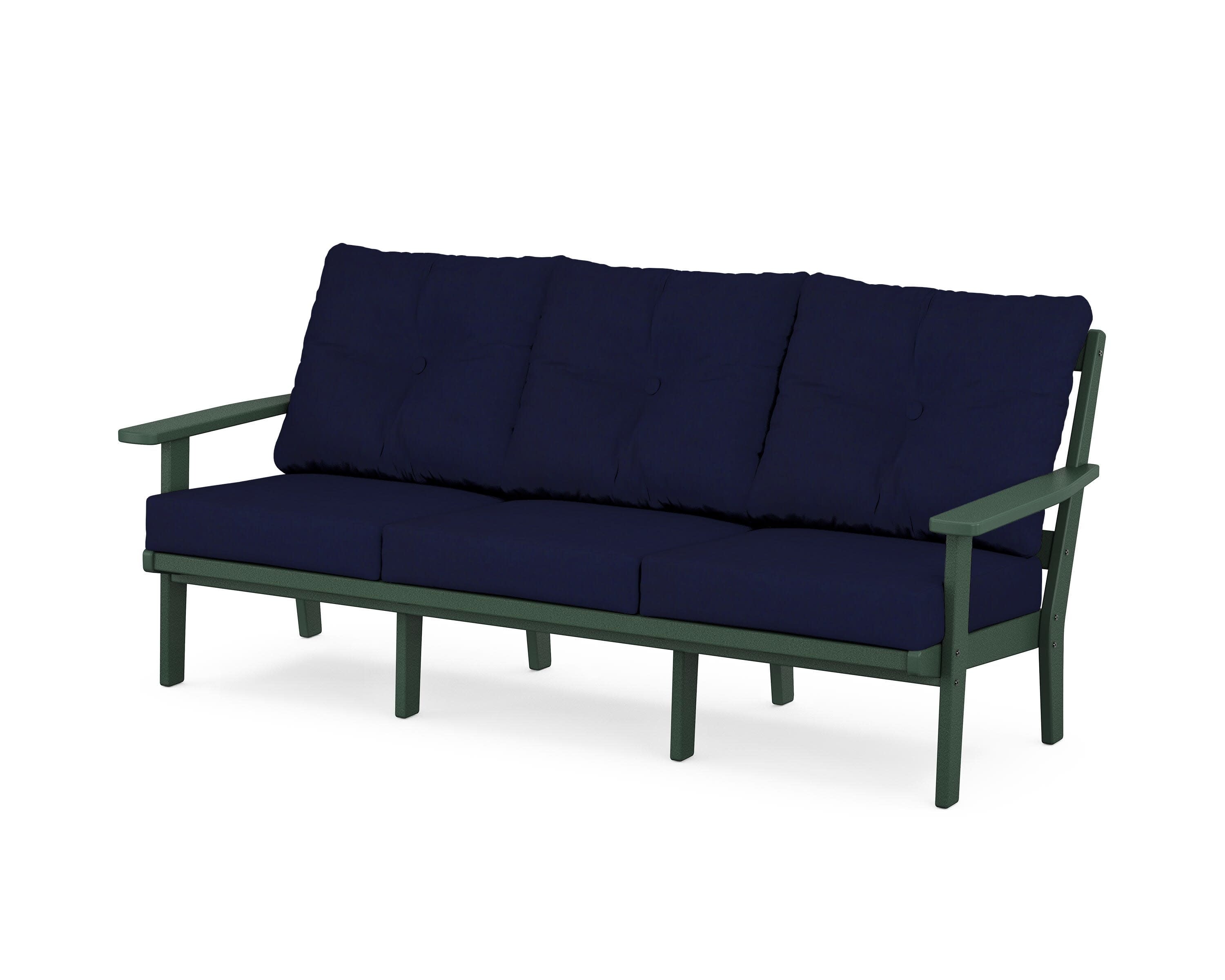 PrairieDeep Seating Sofa in Green / Navy