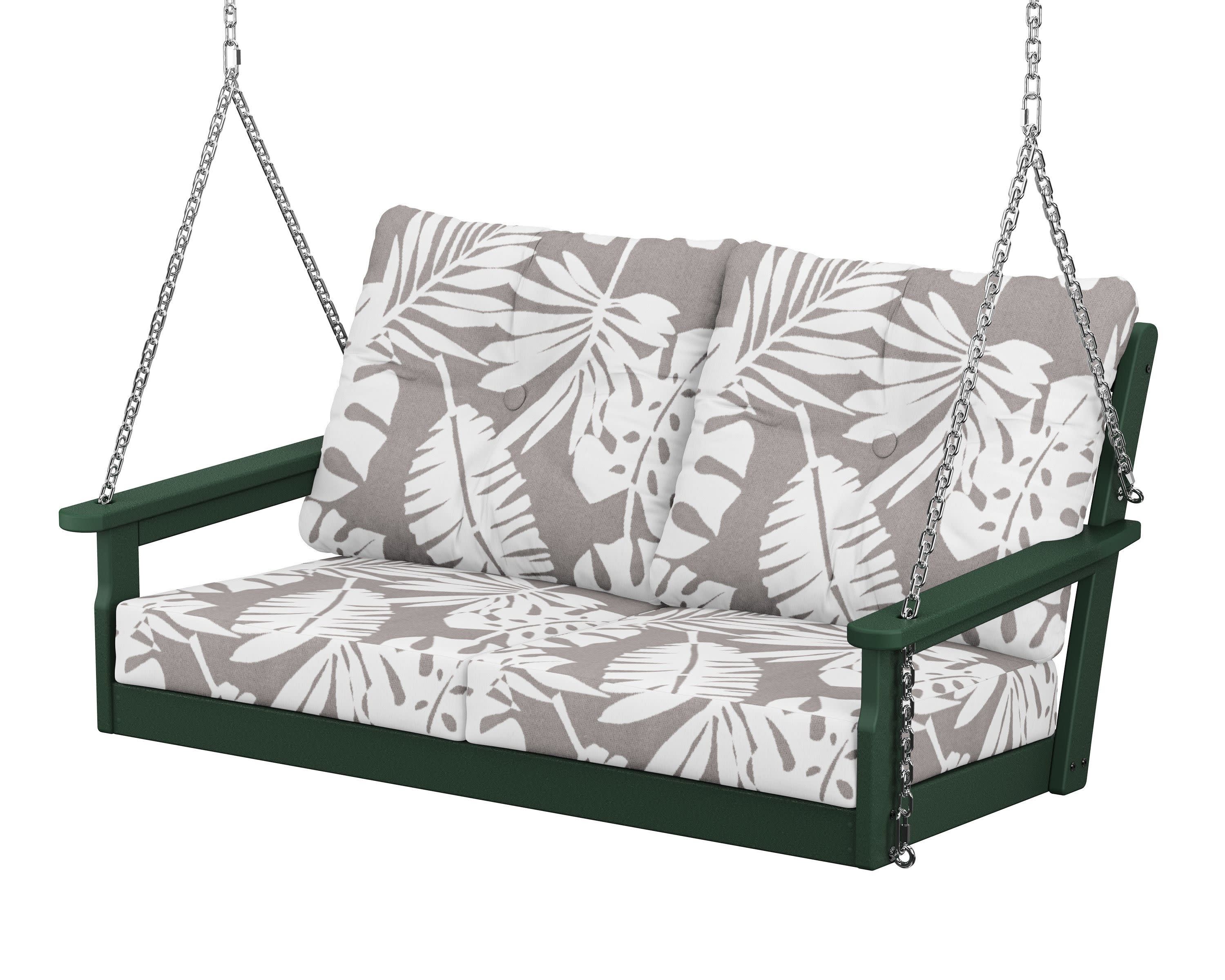 Vineyard Deep Seating Swing in Green / Leaf Grey Mist