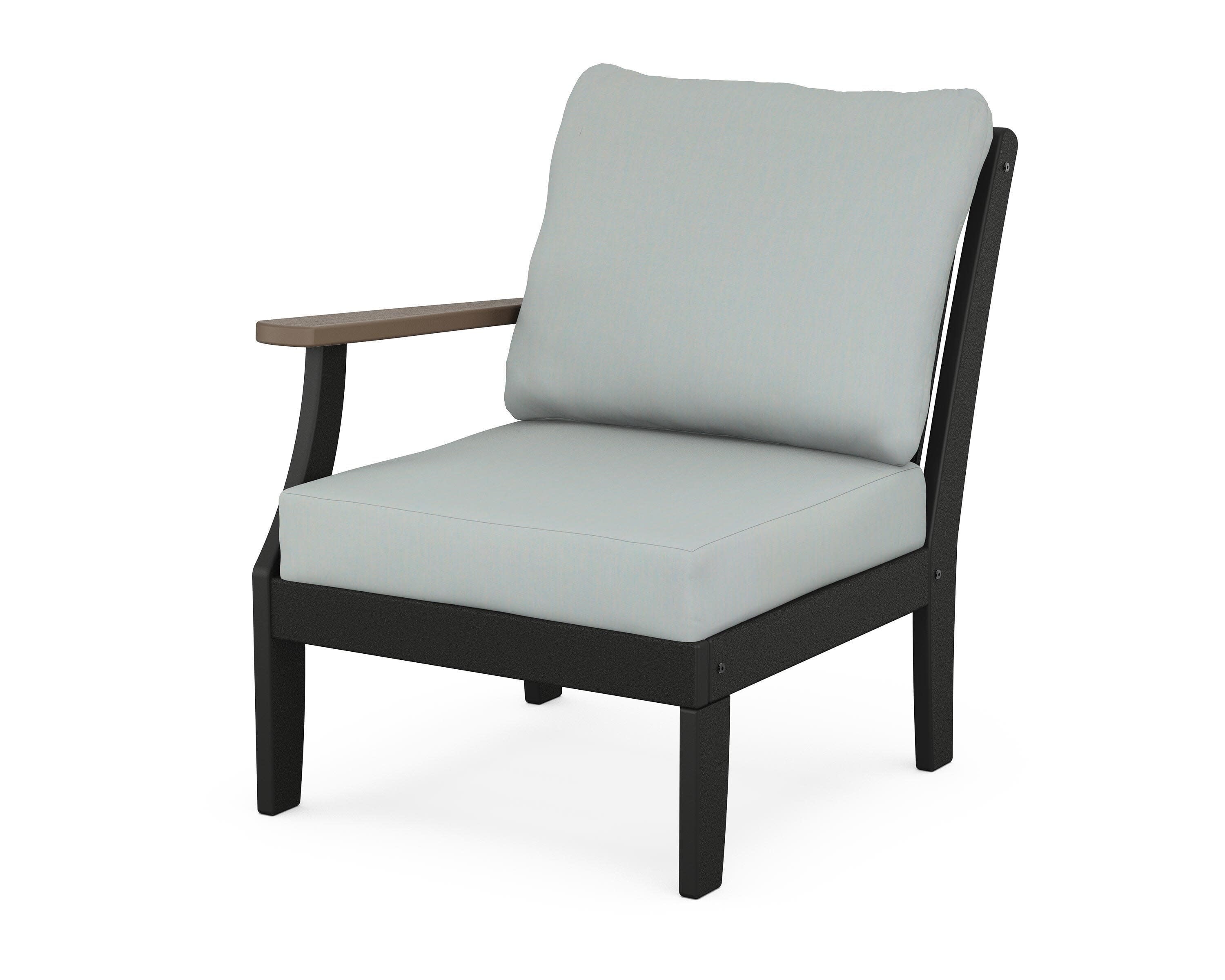 Braxton Modular Left Arm Chair in Black / Kona / Spa