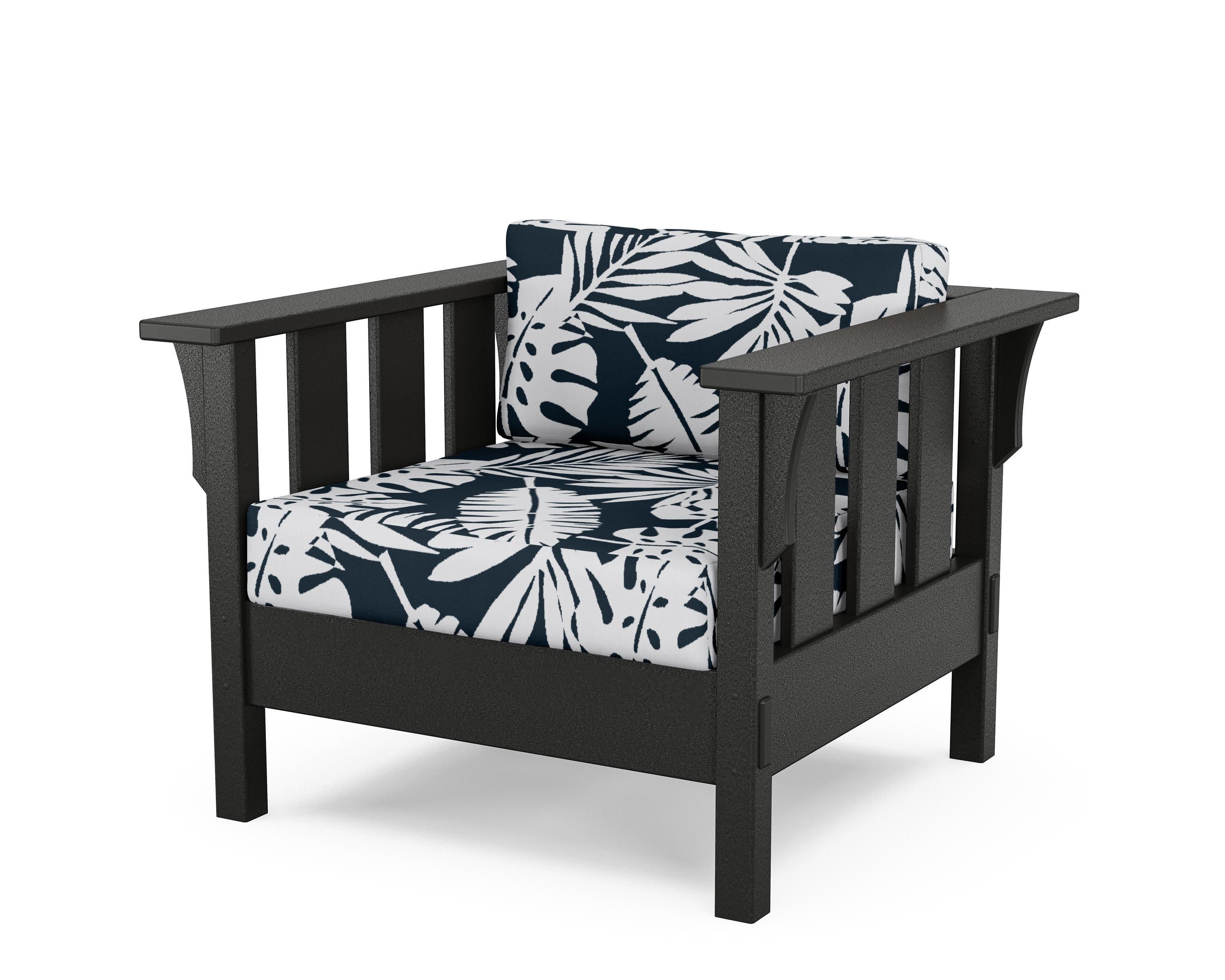 Acadia Deep Seating Chair in Black / Leaf Marine Indigo