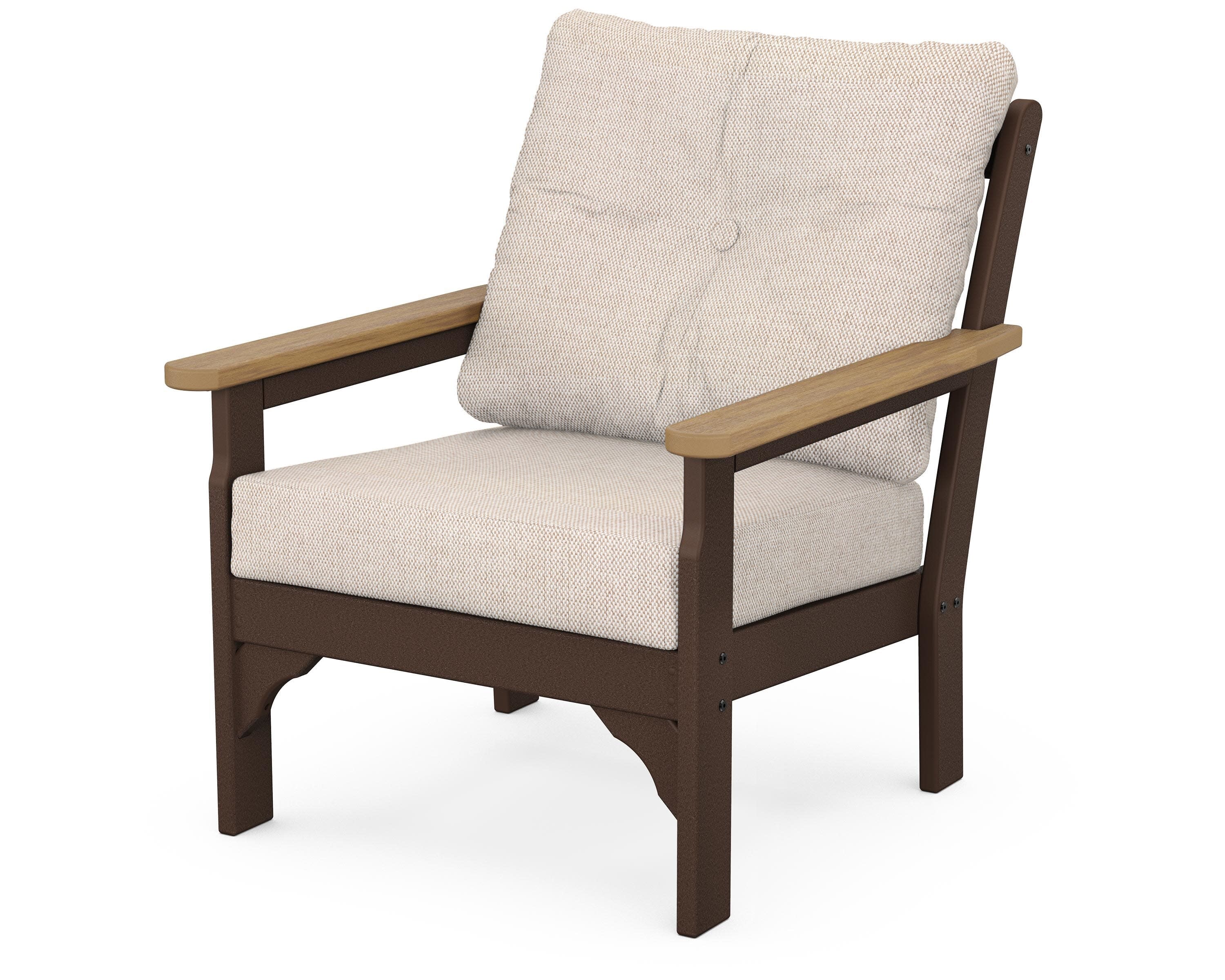 Vineyard Deep Seating Chair in Mahogany / Natural / Blend Linen