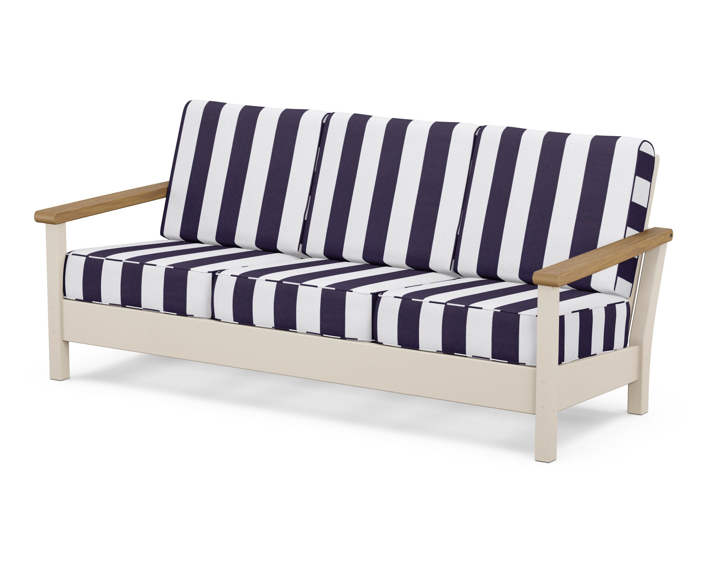 Harbour Deep Seating Sofa in Sand / Natural / Cabana Stripe Navy