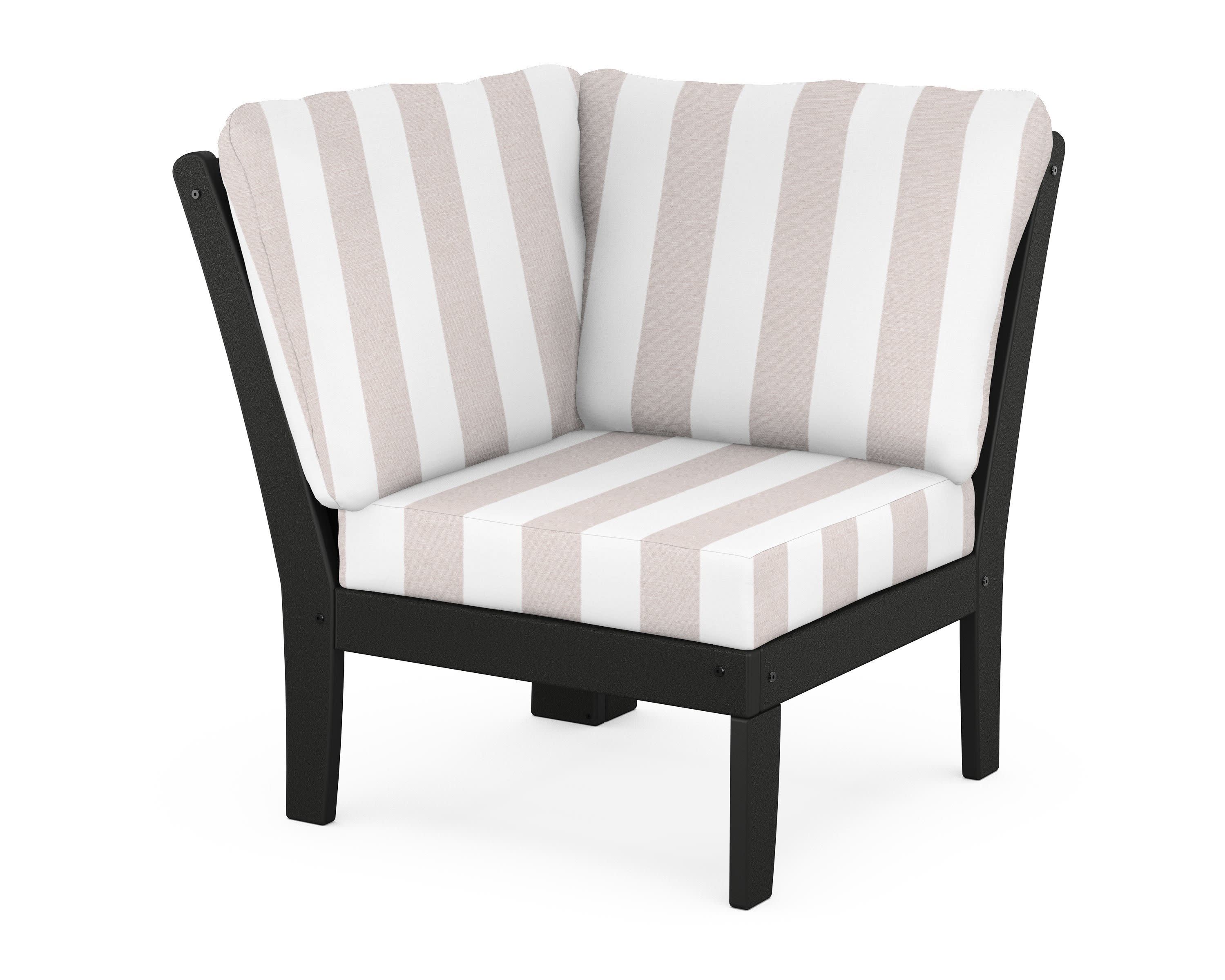 Braxton Modular Corner Chair in Black / Cabana Stripe Dune Burlap