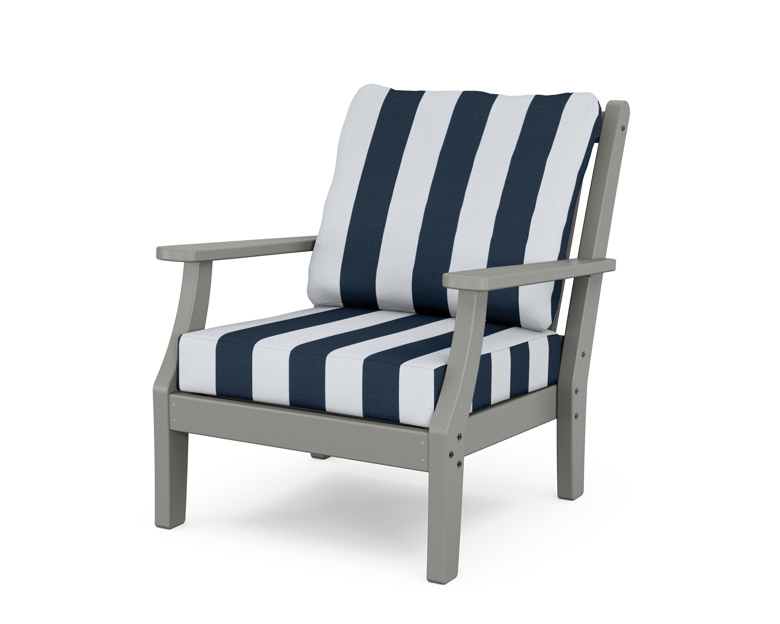 Wovendale Deep Seating Chair in Slate Grey / Cabana Stripe Marine Indigo