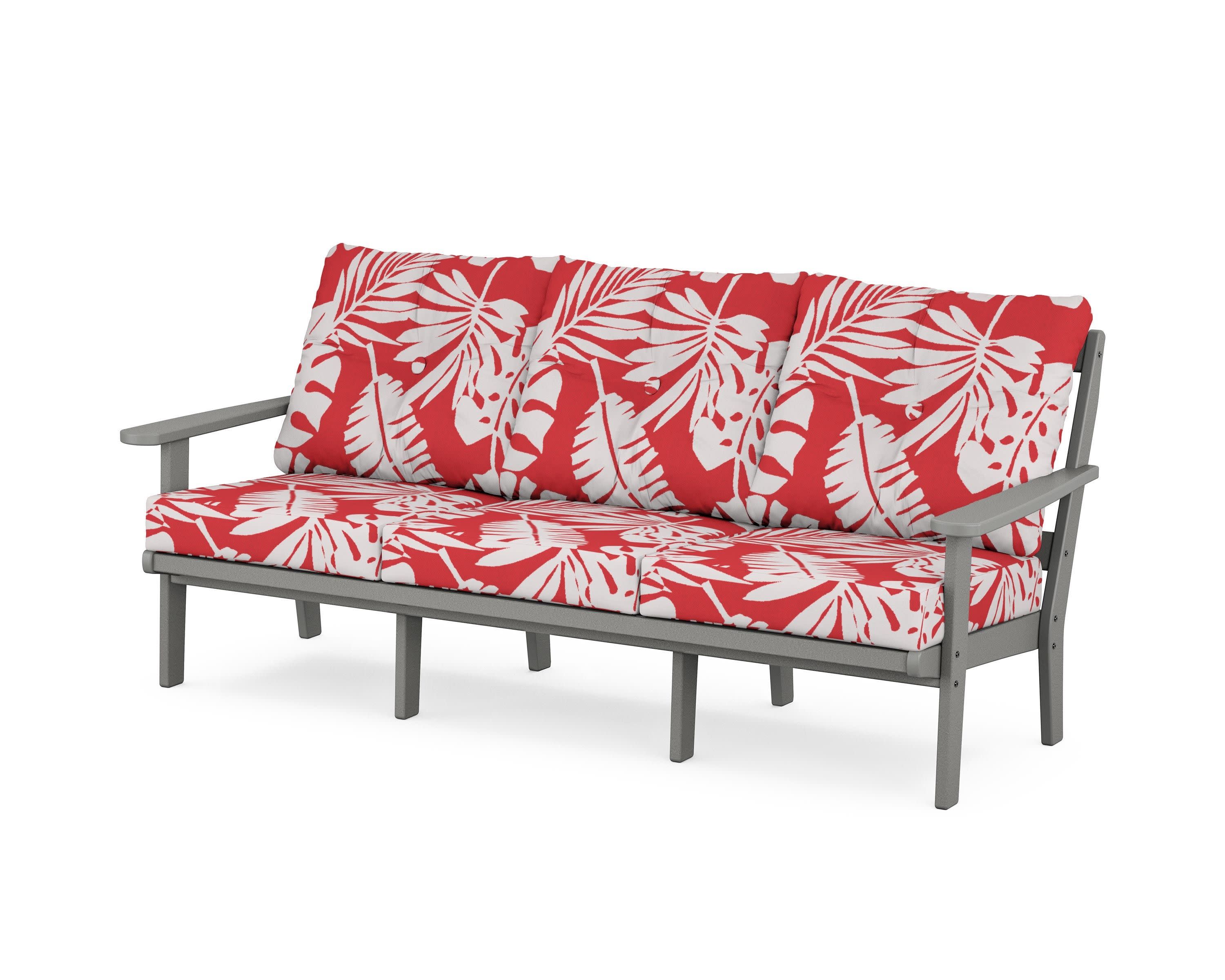 Mission Deep Seating Sofa in Slate Grey / Leaf Crimson