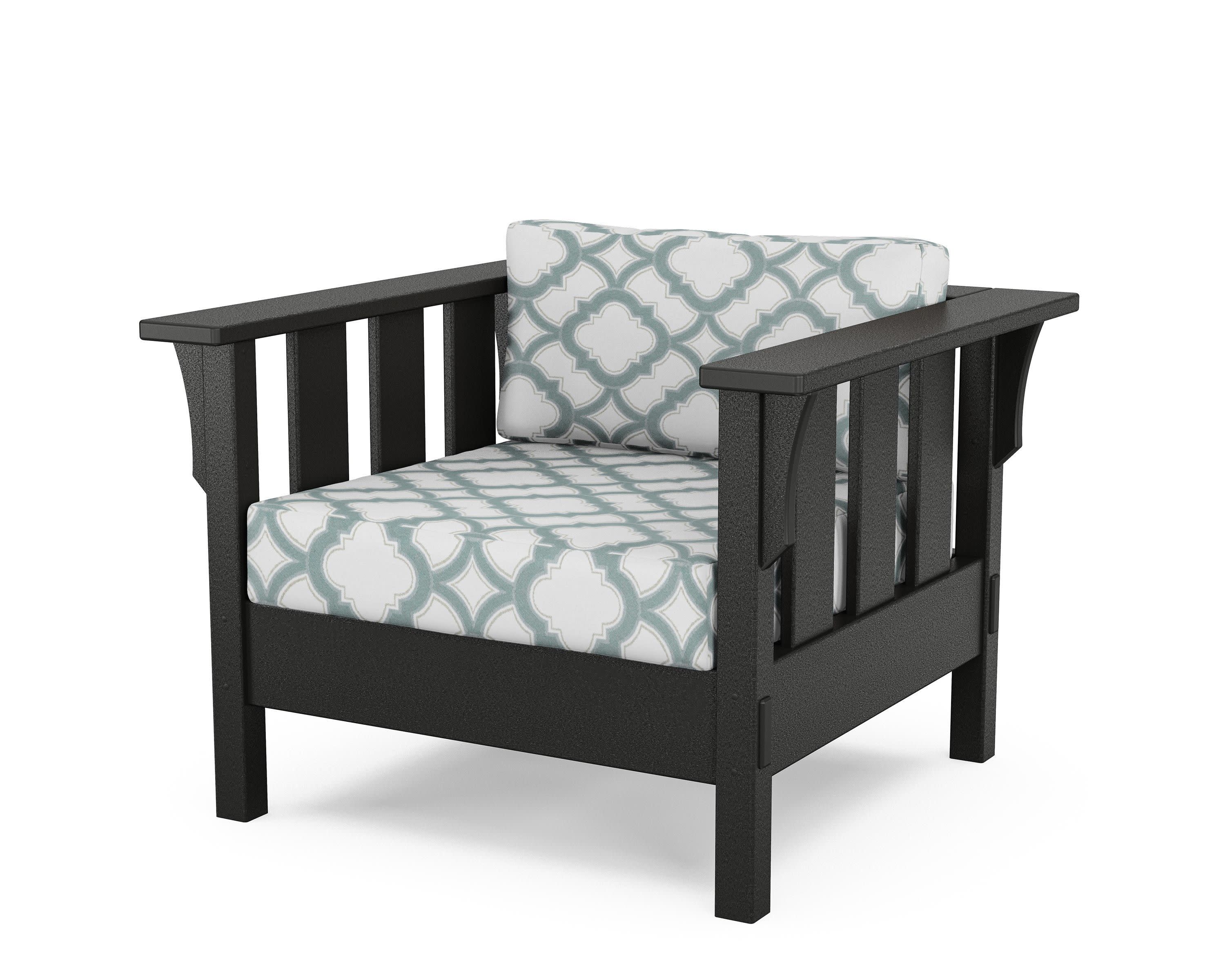 Acadia Deep Seating Chair in Black / Trellis Glacier Spa