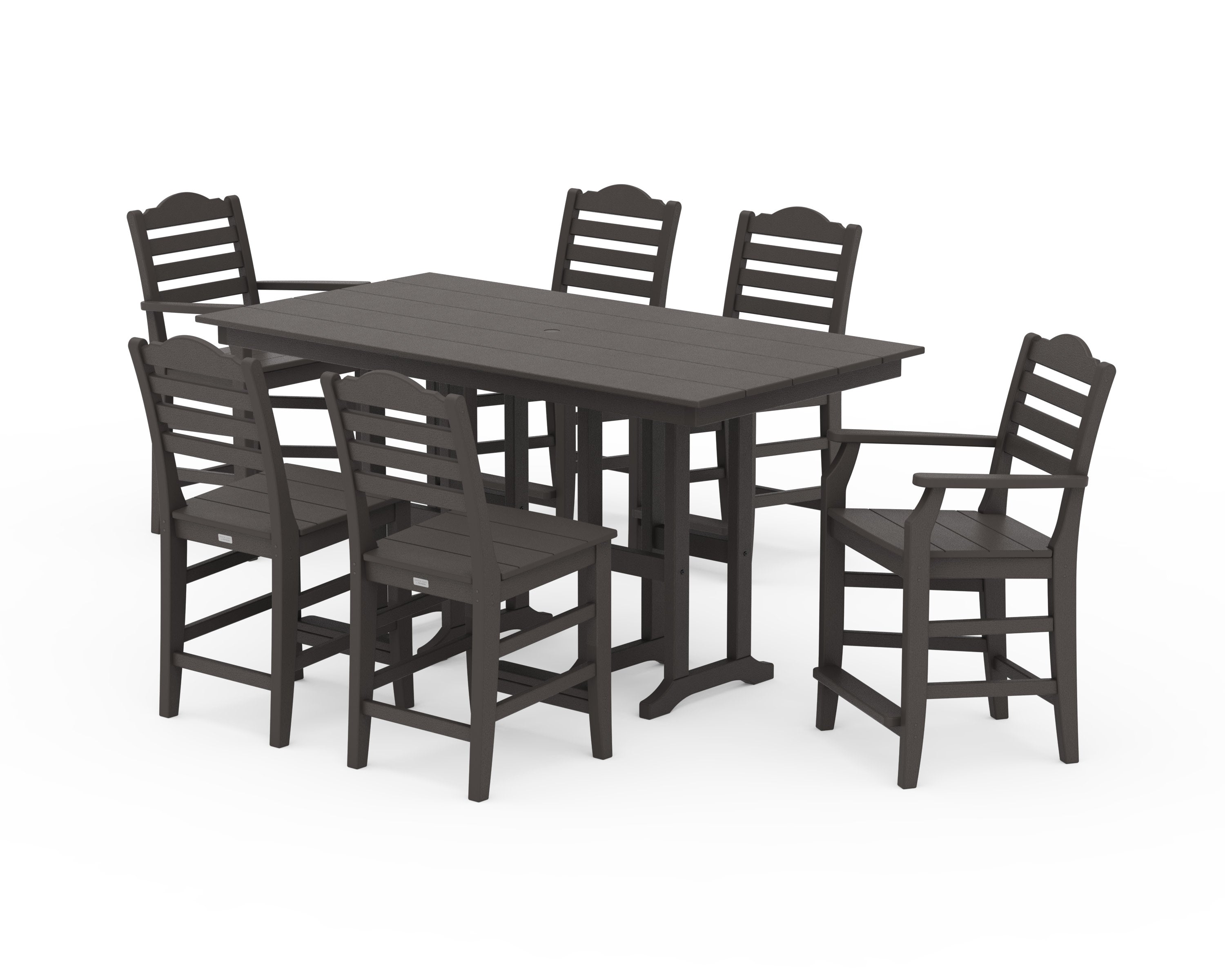 Savannah 7-Piece Farmhouse Counter Set in Vintage Coffee