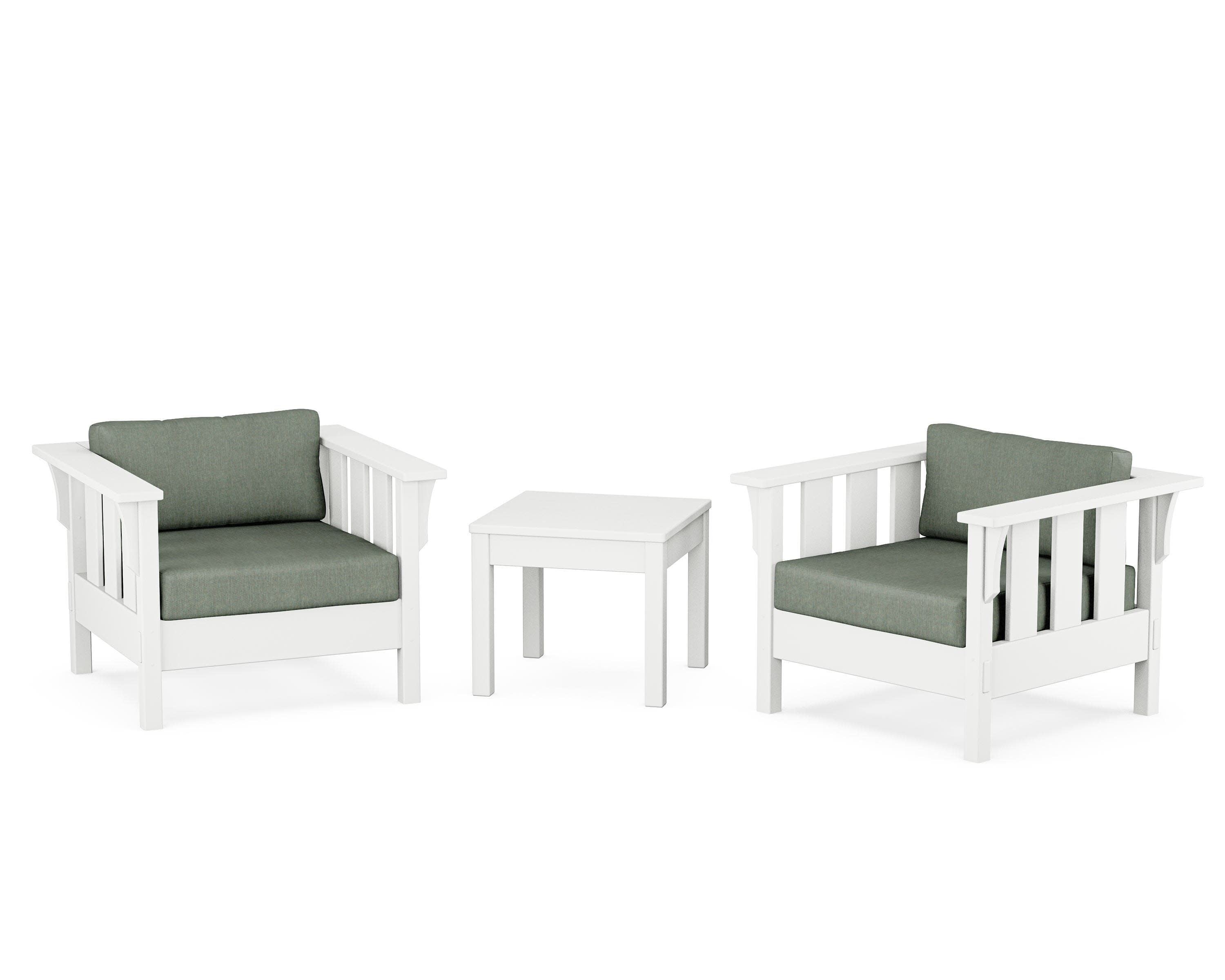 Acadia 3-Piece Deep Seating Set in White / Cast Sage