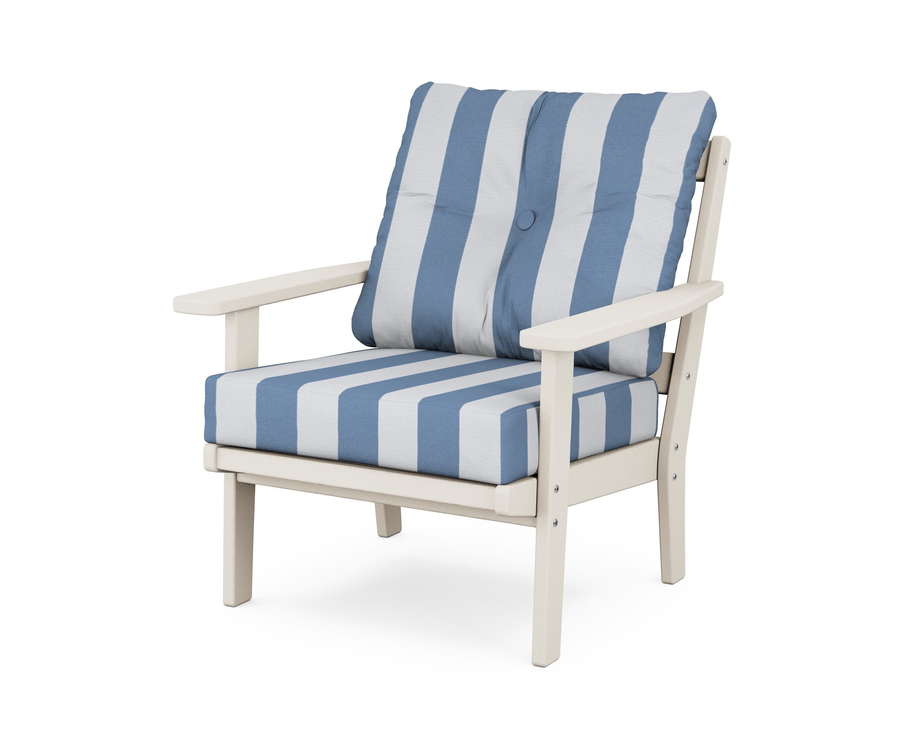 Oxford Deep Seating Chair in Sand / Cabana Stripe Sky Blue