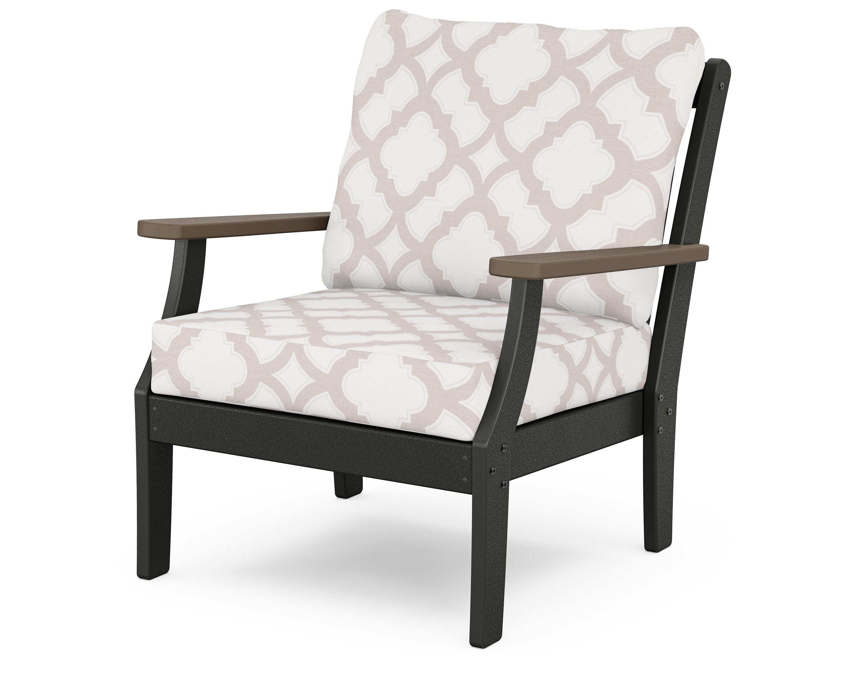 Braxton Deep Seating Chair in Black / Kona / Trellis Dune Burlap