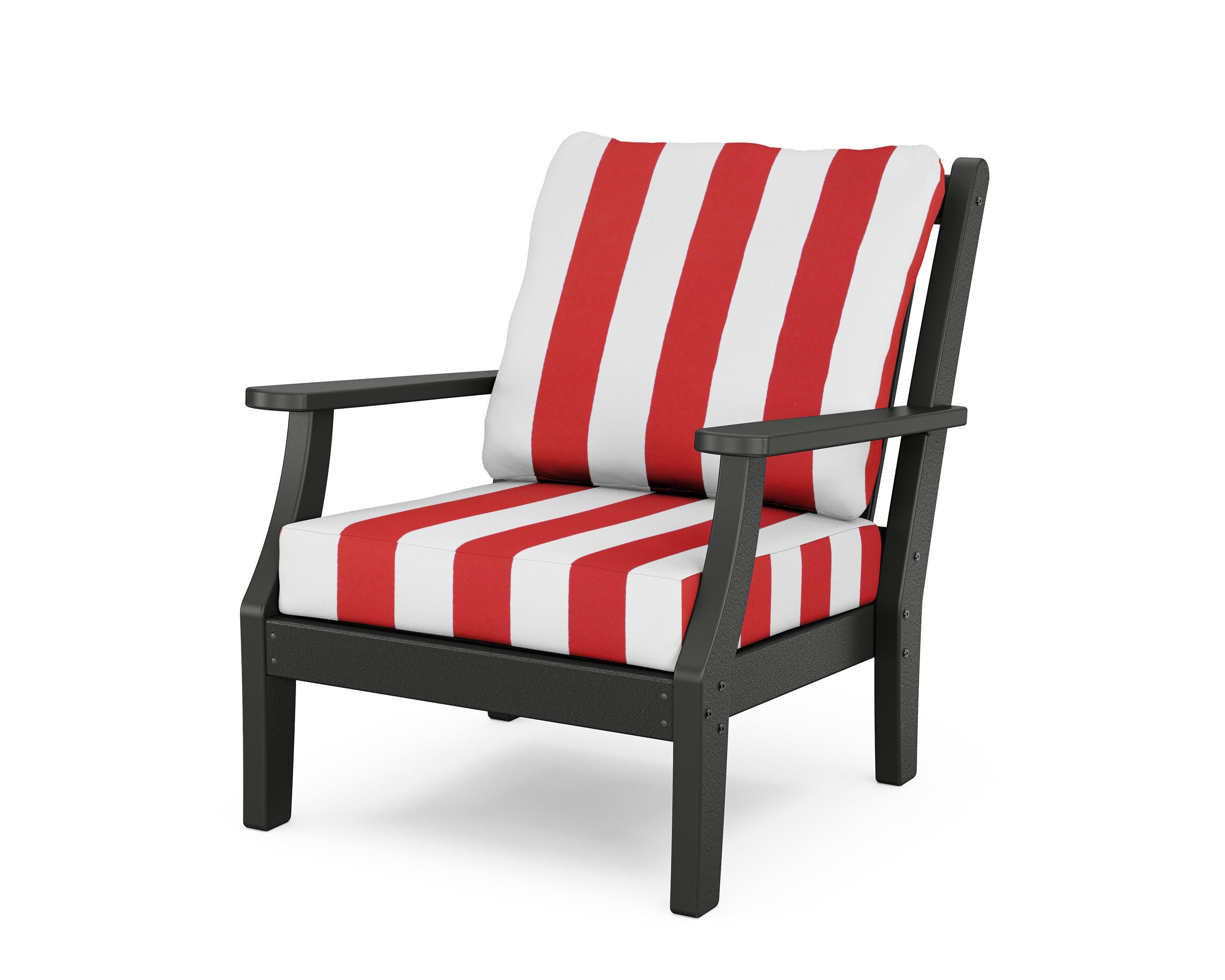 Wovendale Deep Seating Chair in Black / Cabana Stripe Crimson