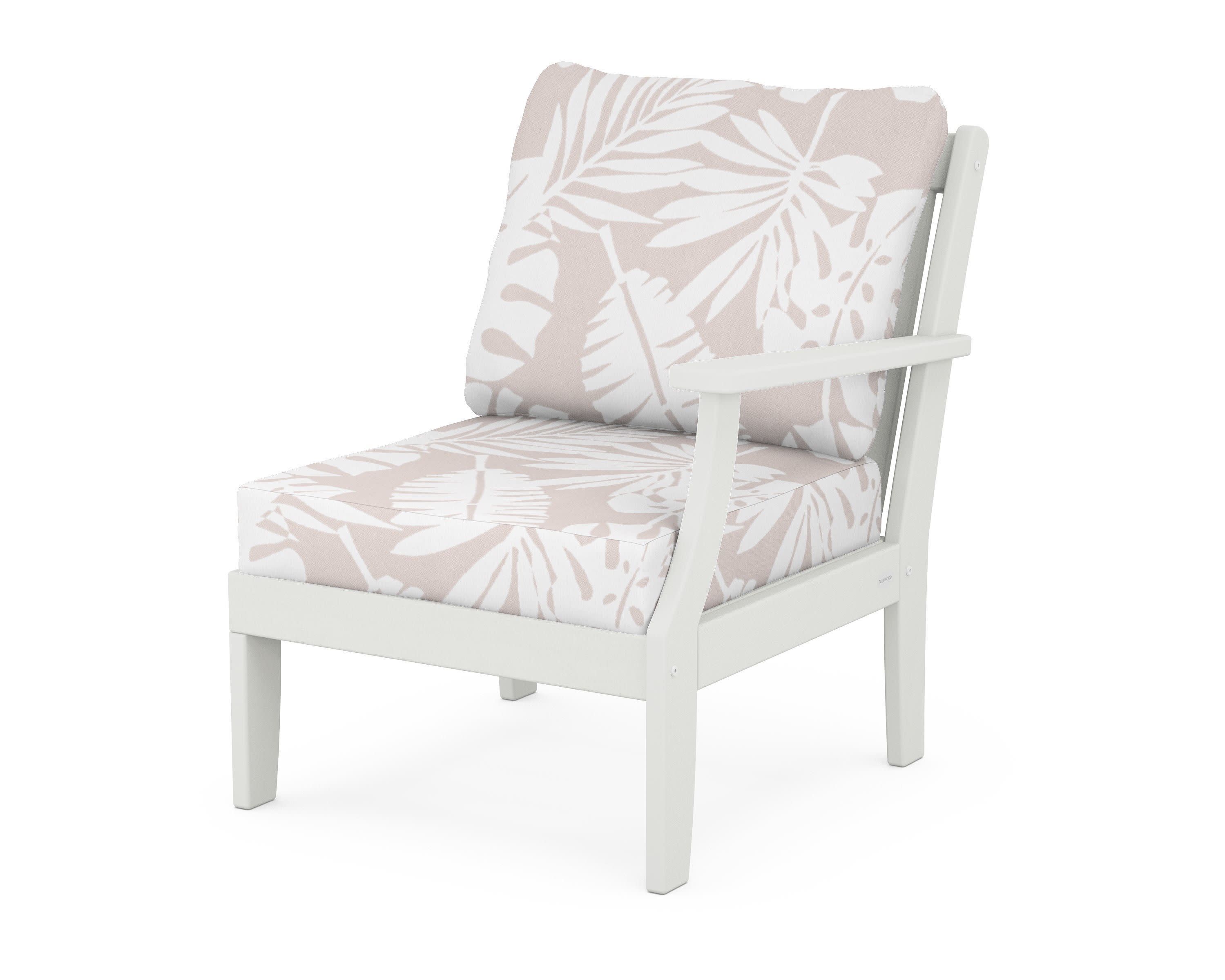 Braxton Modular Right Arm Chair in Vintage White / Leaf Dune Burlap