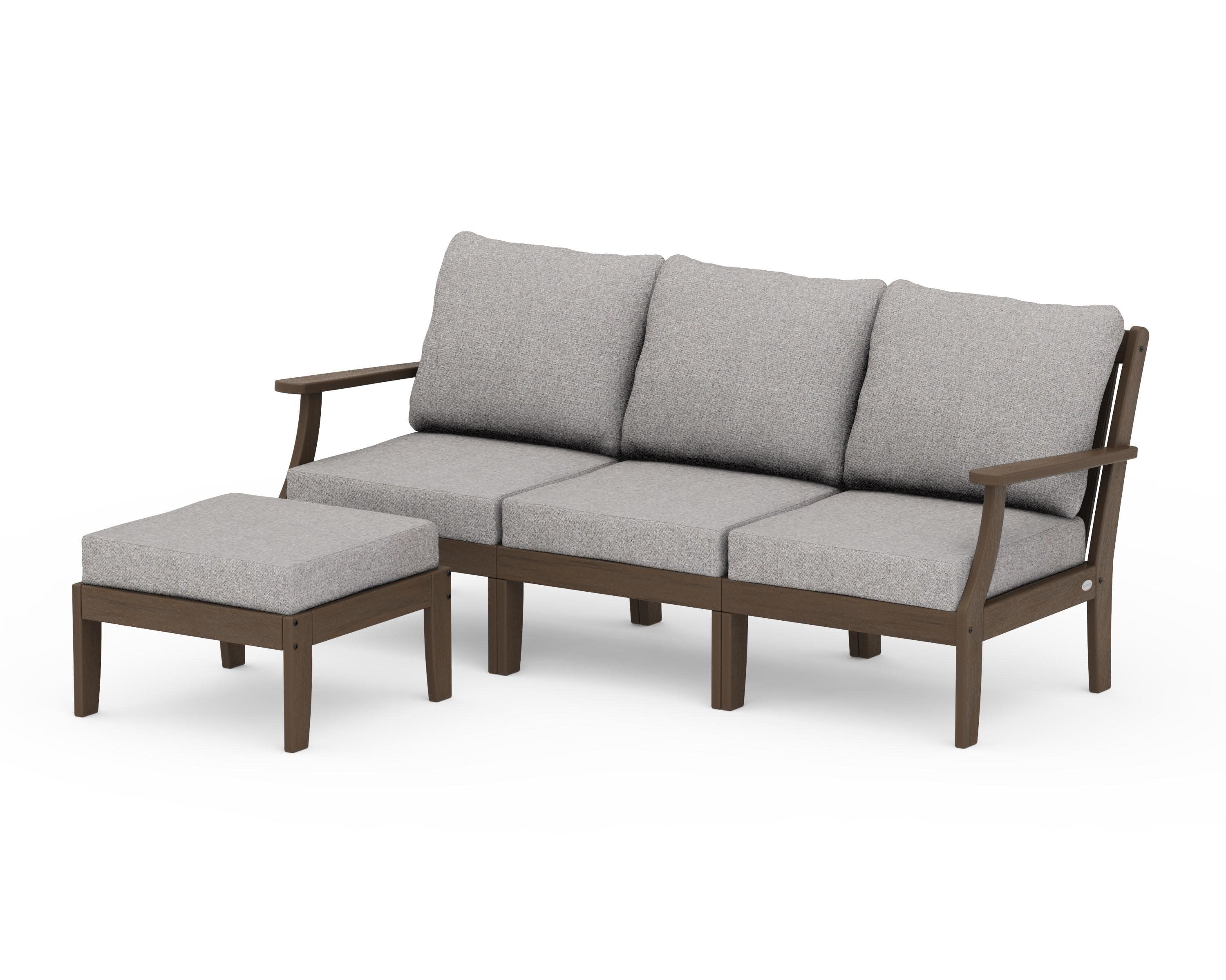 Braxton Modular 4-Piece Deep Seating Set with Ottoman in Kona / Grey Mist