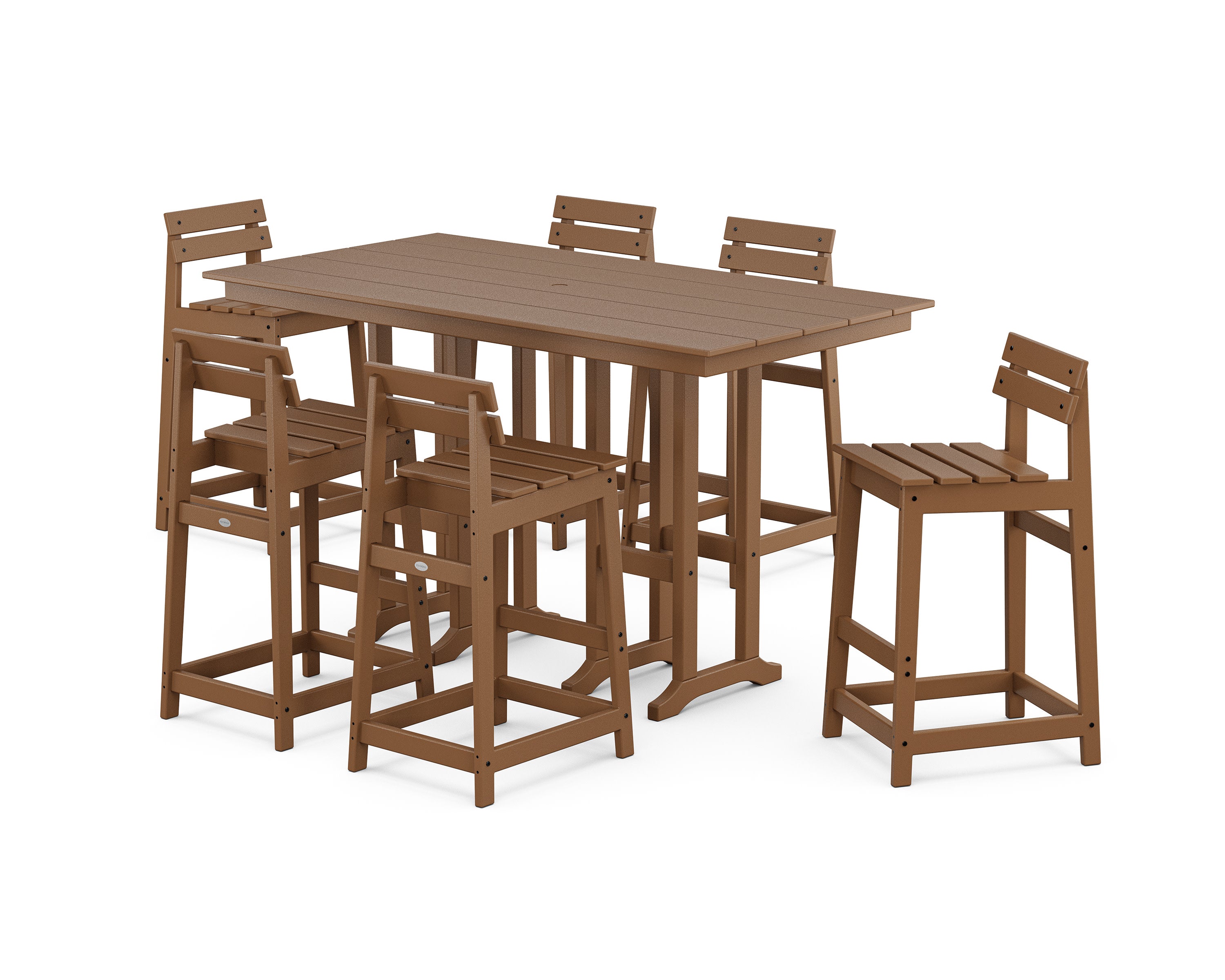 Modern Studio Plaza Lowback Bar Chair 7-Piece Set in Teak