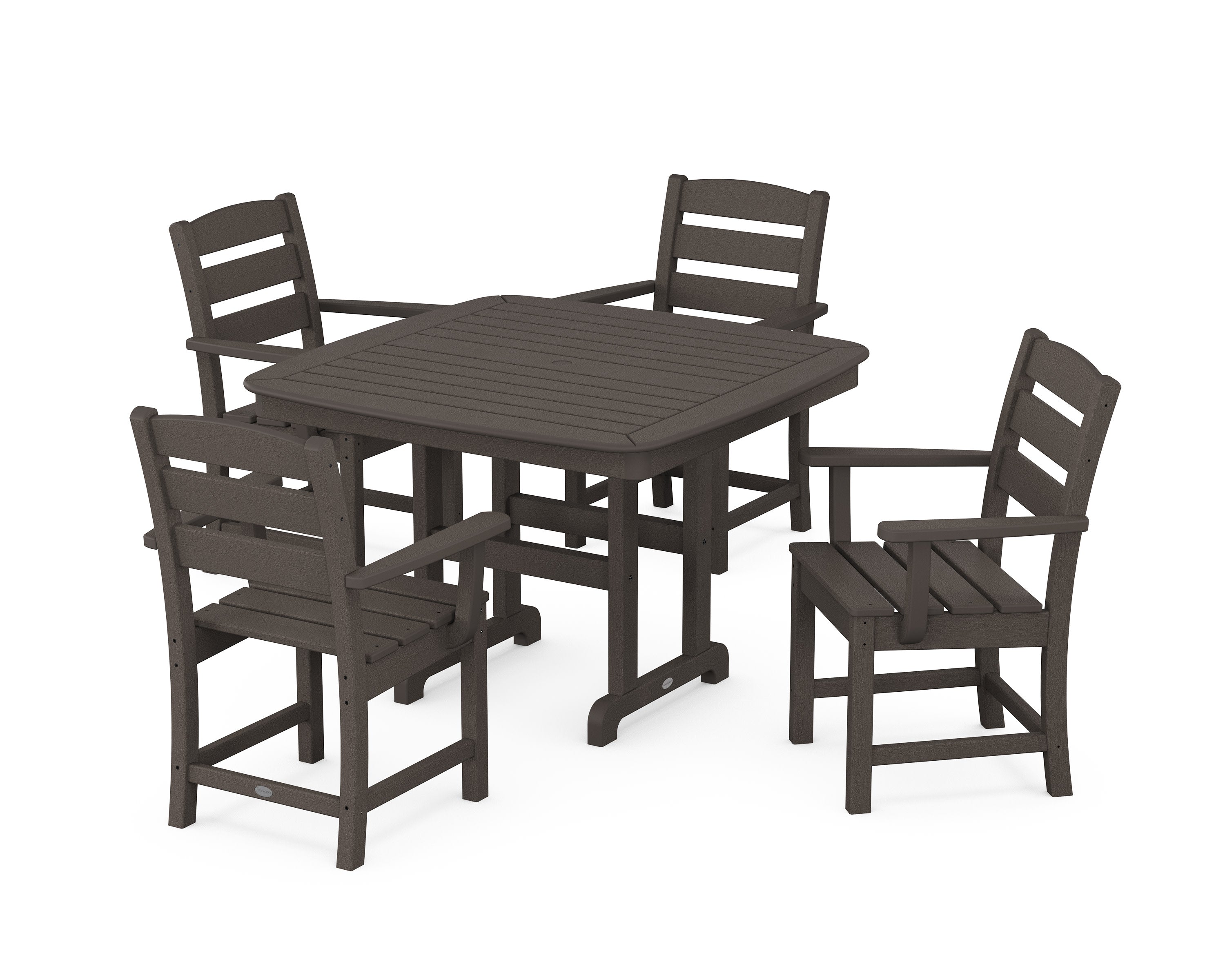 Lakeside 5-Piece Dining Set with Trestle Legs in Vintage Coffee
