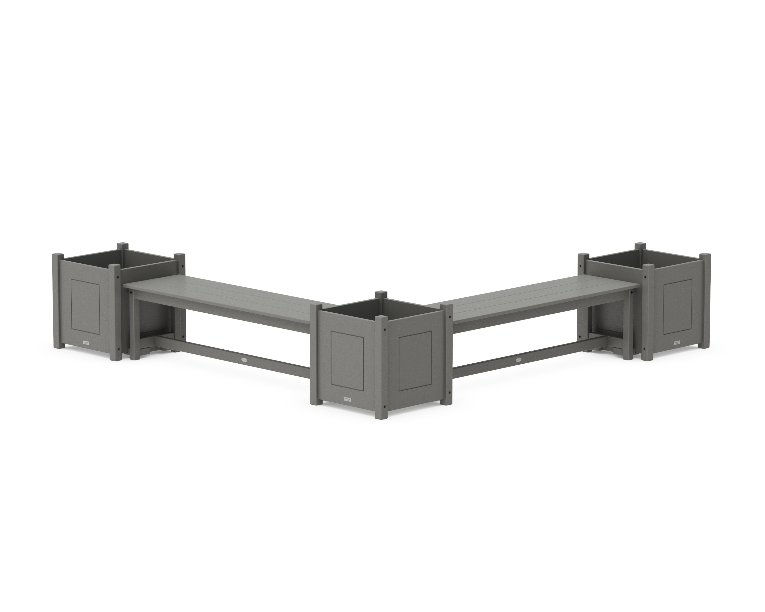 60" Country Living L- Shaped Planter Bench Corner Set - Large in Slate Grey