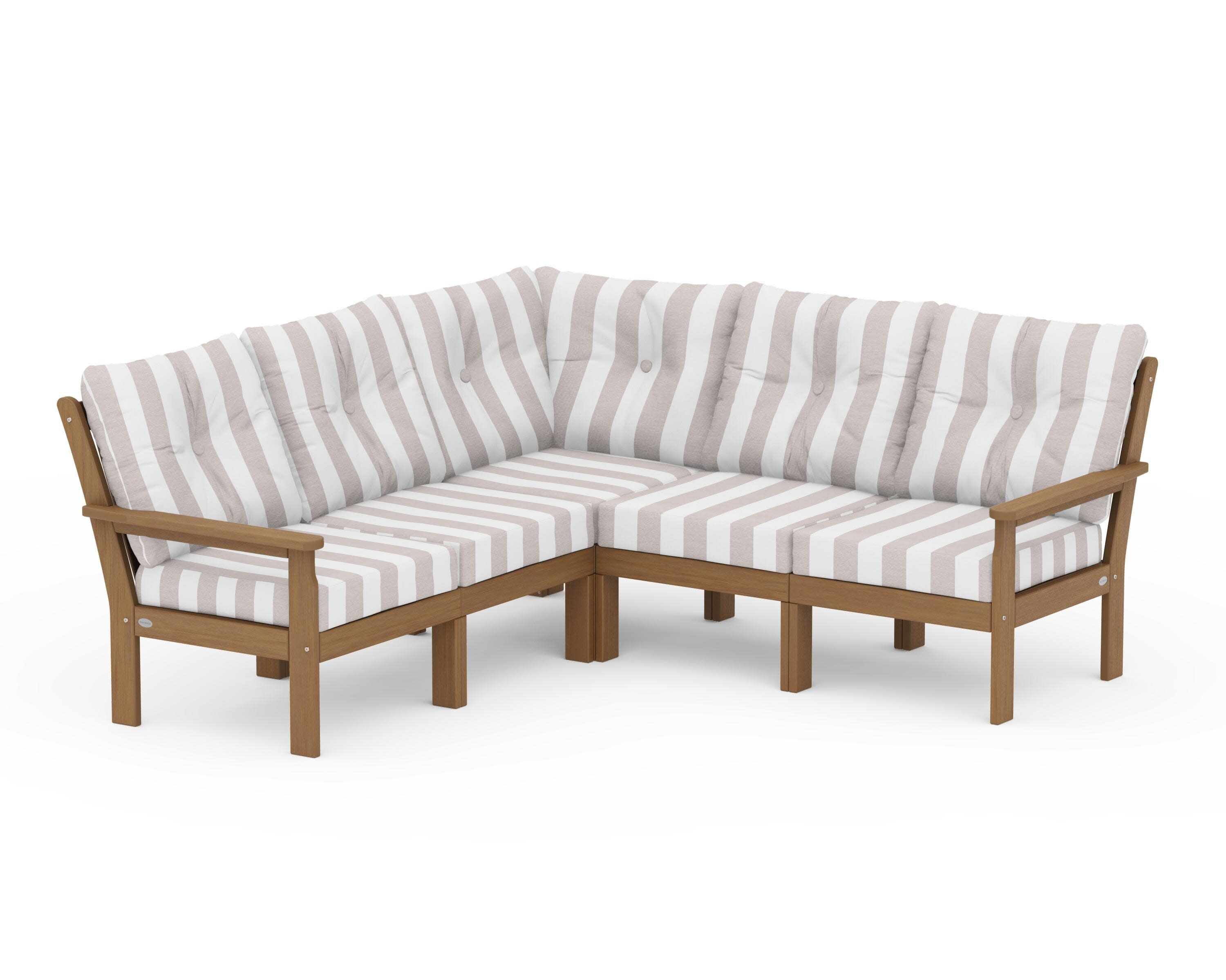 Vineyard 5-Piece Sectional in Natural / Cabana Stripe Dune Burlap