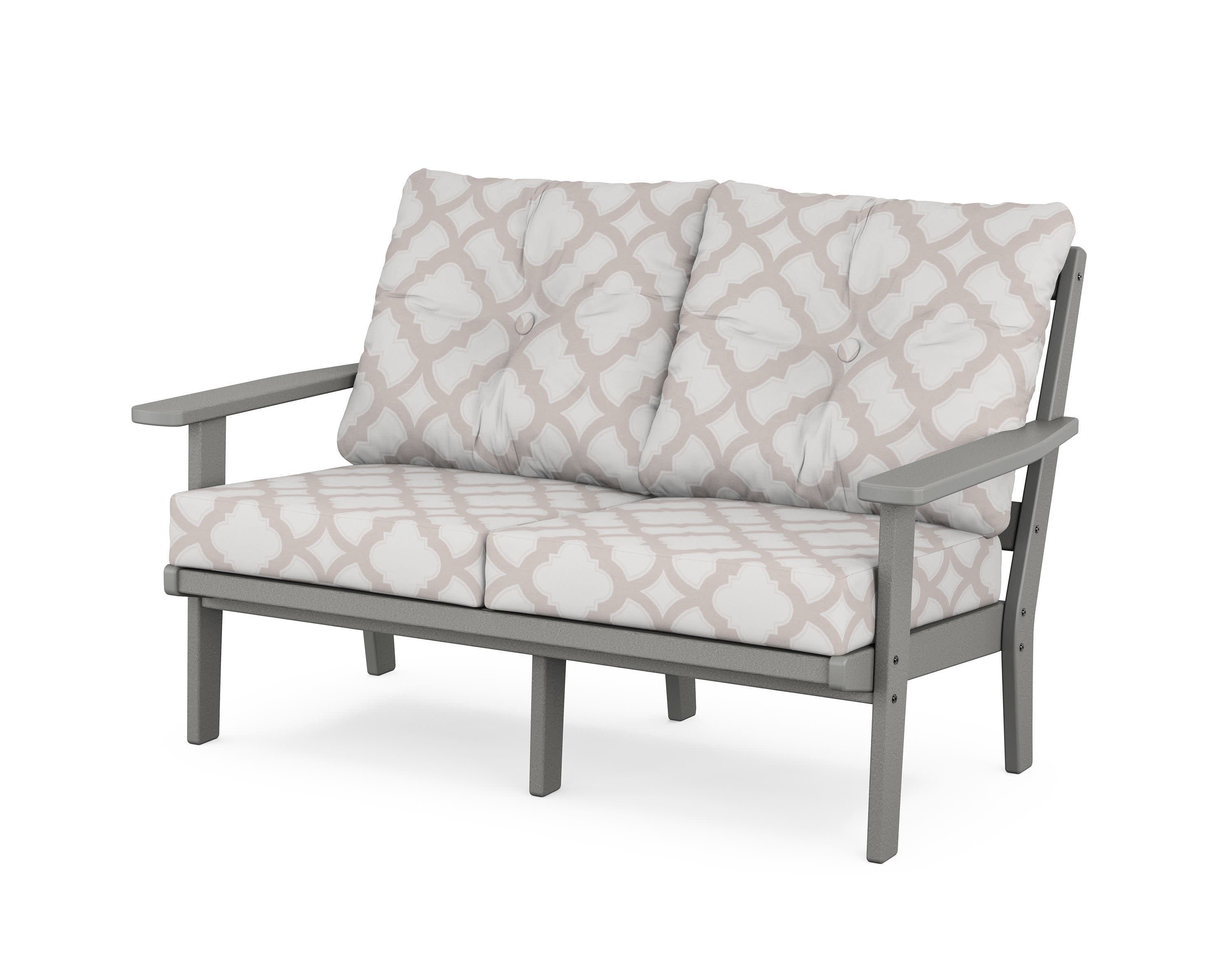 Oxford Deep SeatingLoveseat in Slate Grey / Trellis Dune Burlap