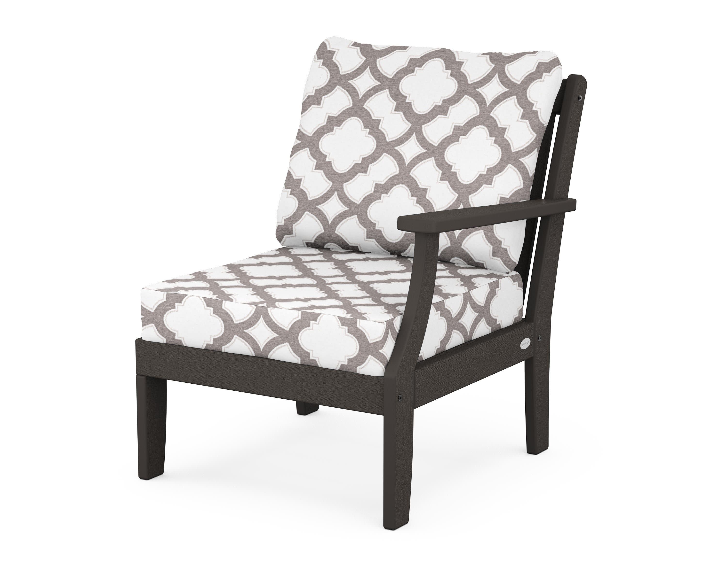 Braxton Modular Right Arm Chair in Vintage Coffee / Trellis Grey Mist