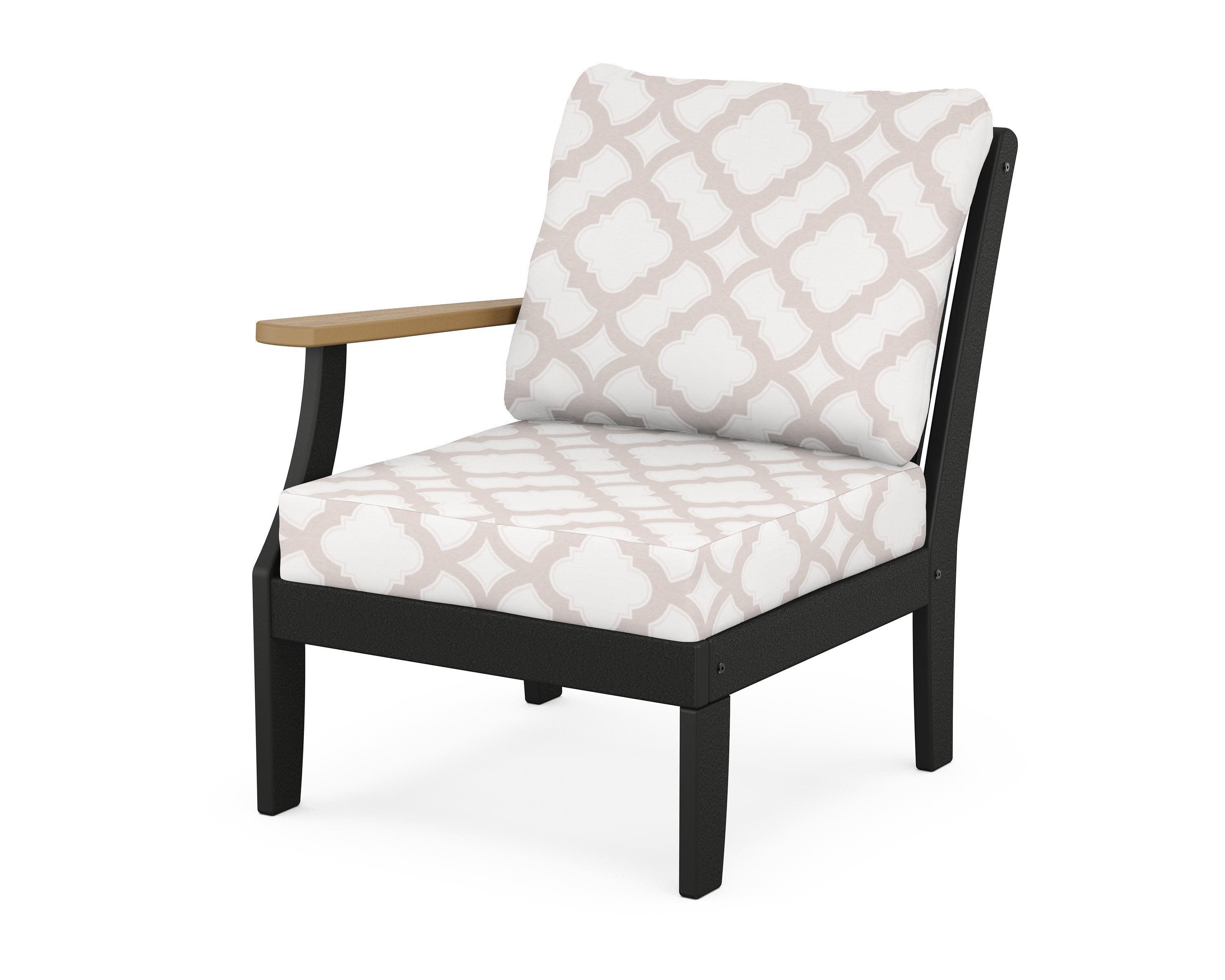 Braxton Modular Left Arm Chair in Black / Natural / Trellis Dune Burlap