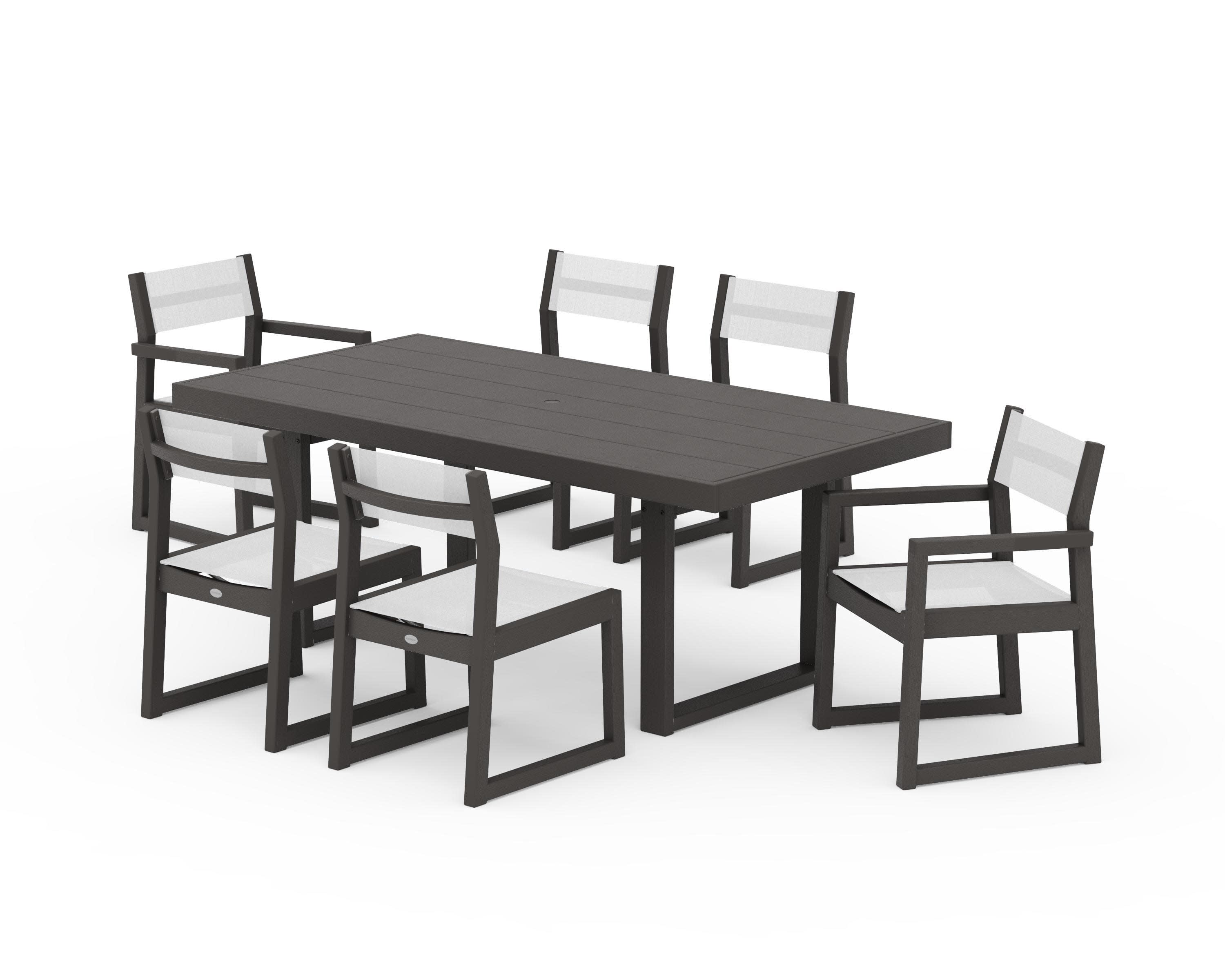 EDGE Sling 7-Piece Dining Set in Vintage Coffee / White Sling