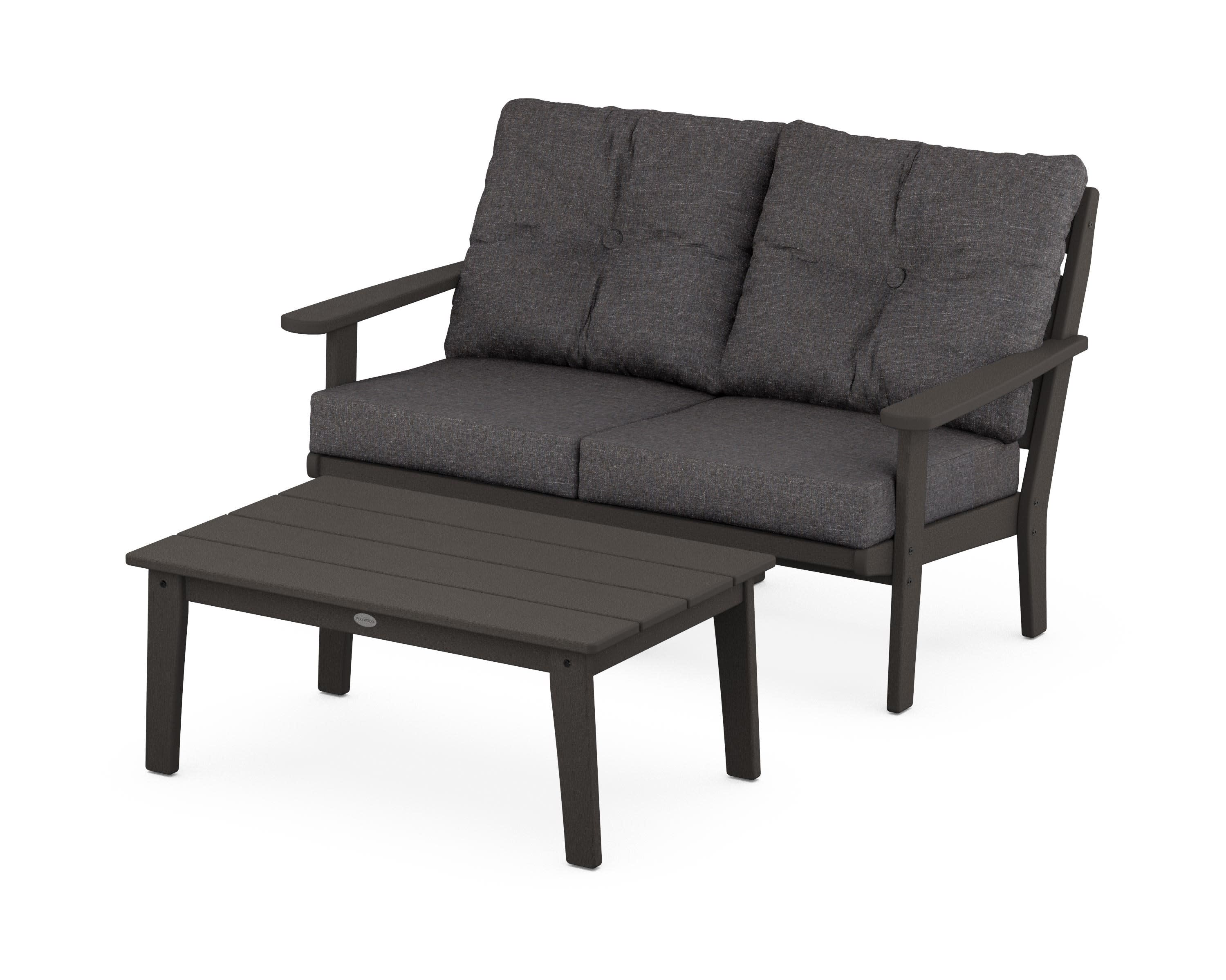 Lakeside 2-Piece Lounge Loveseat Set in Vintage Coffee / Ash Charcoal