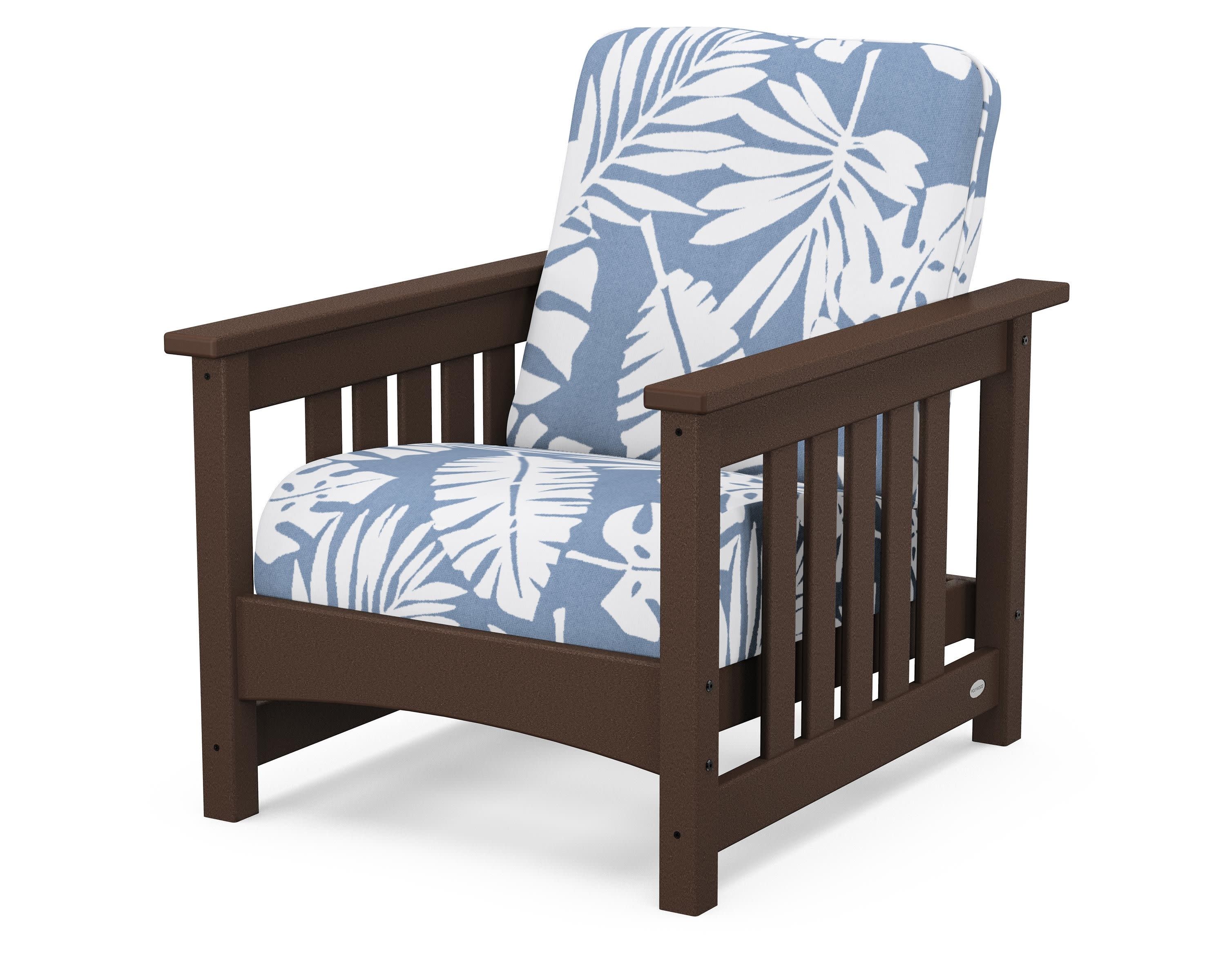 Club Mission Chair in Mahogany / Leaf Sky Blue