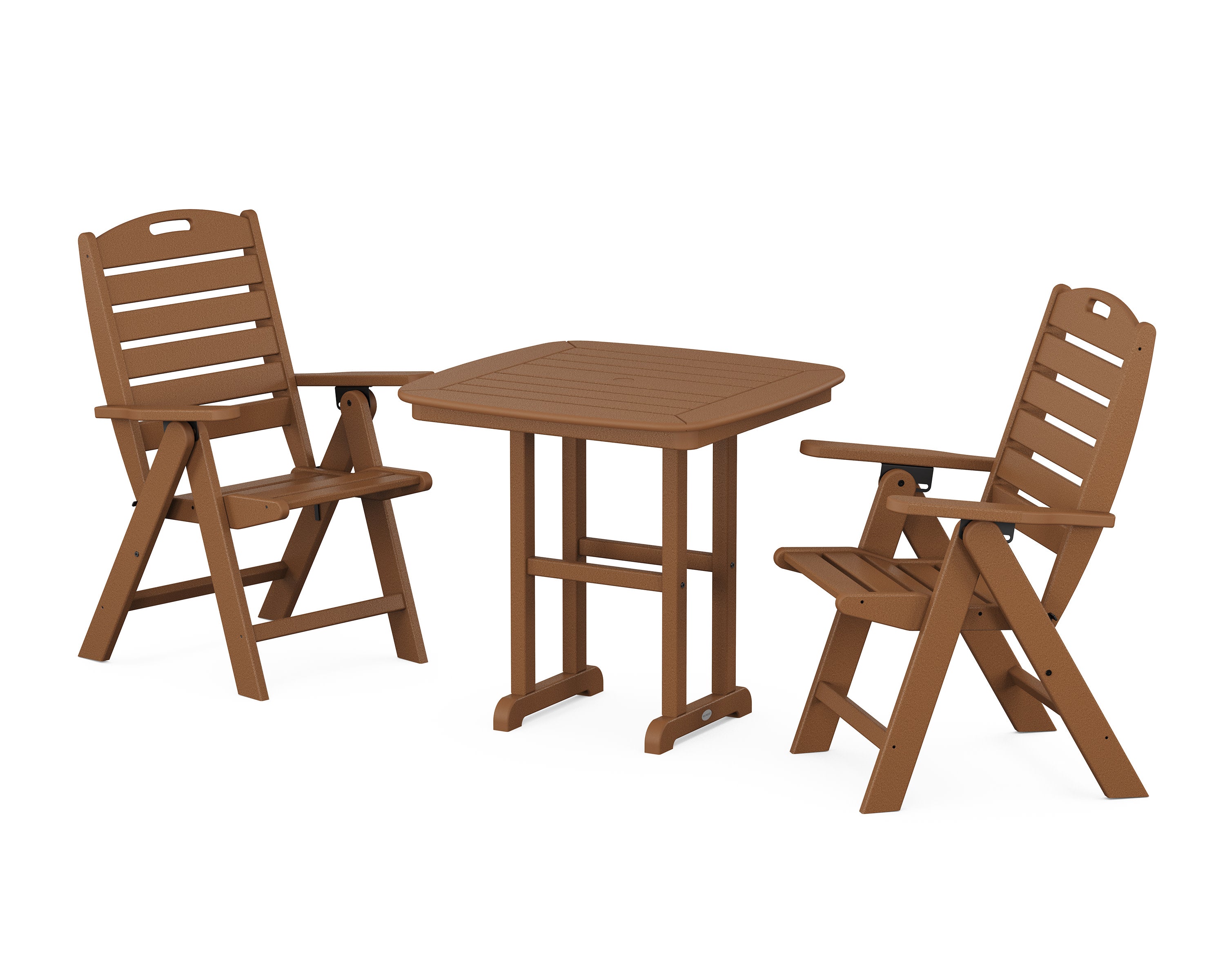 Nautical Folding Highback Chair 3-Piece Dining Set in Teak