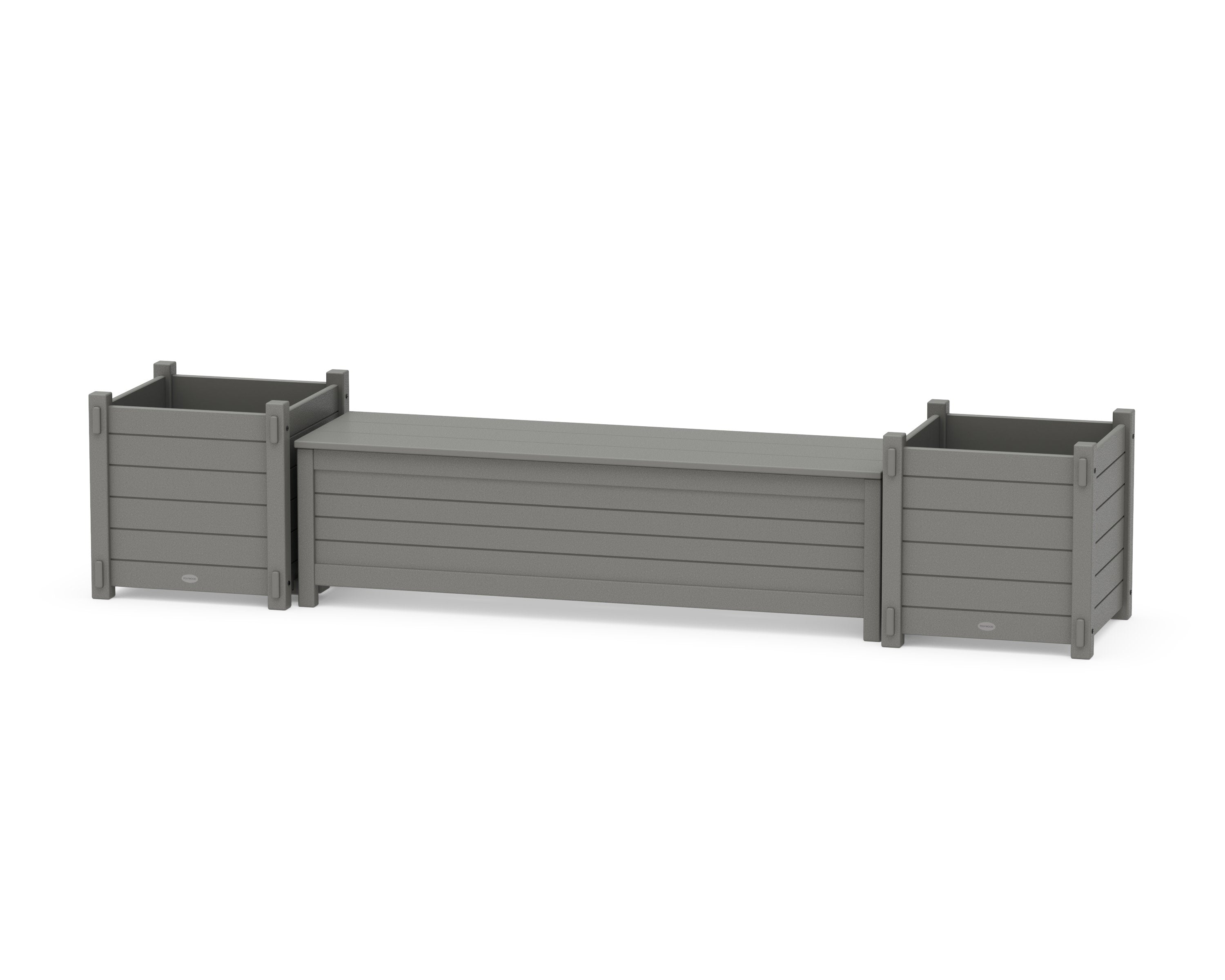 60" Nautical Straight Planter Storage Bench Set- Large in Slate Grey