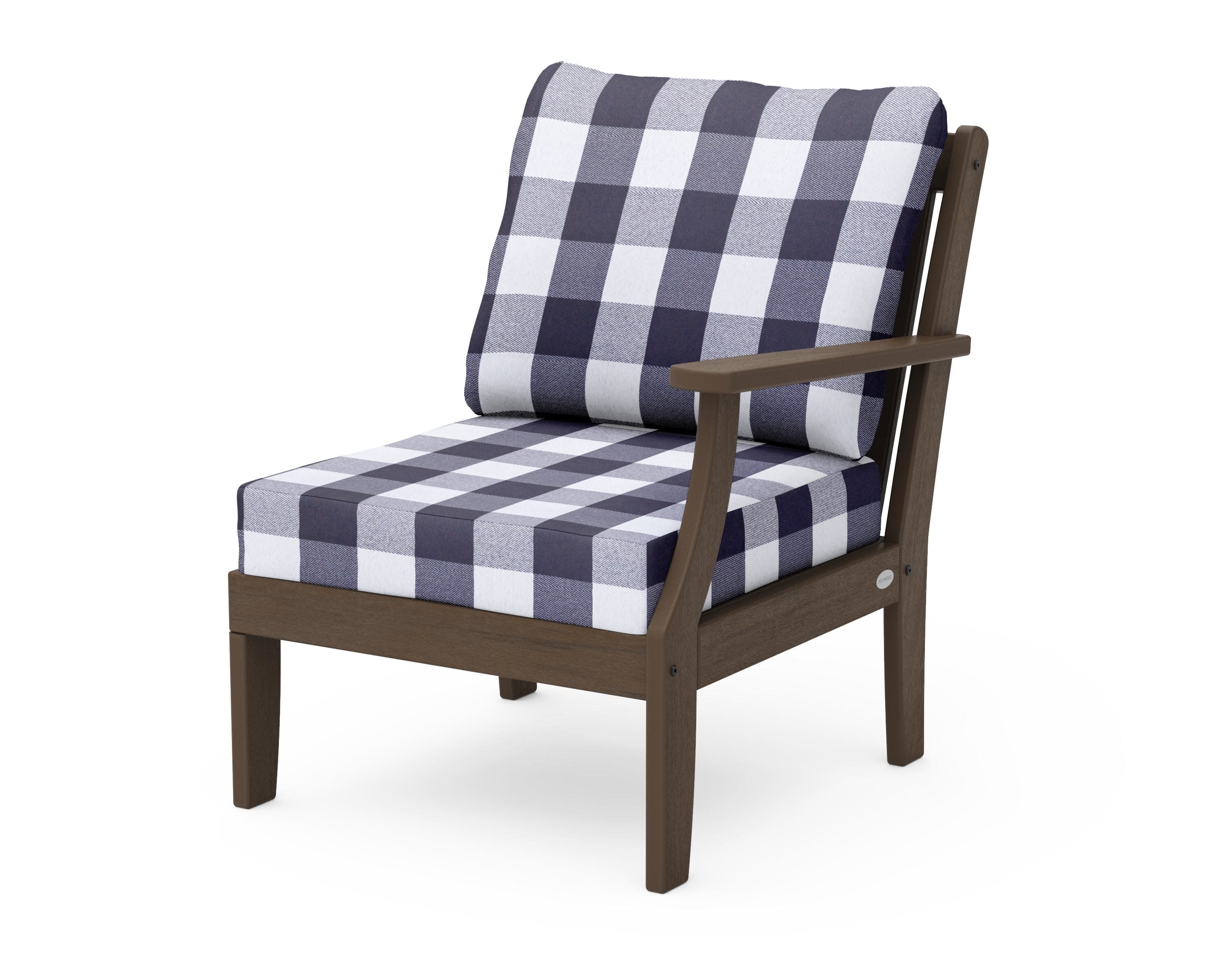 Braxton Modular Right Arm Chair in Kona / Buffalo Plaid Navy