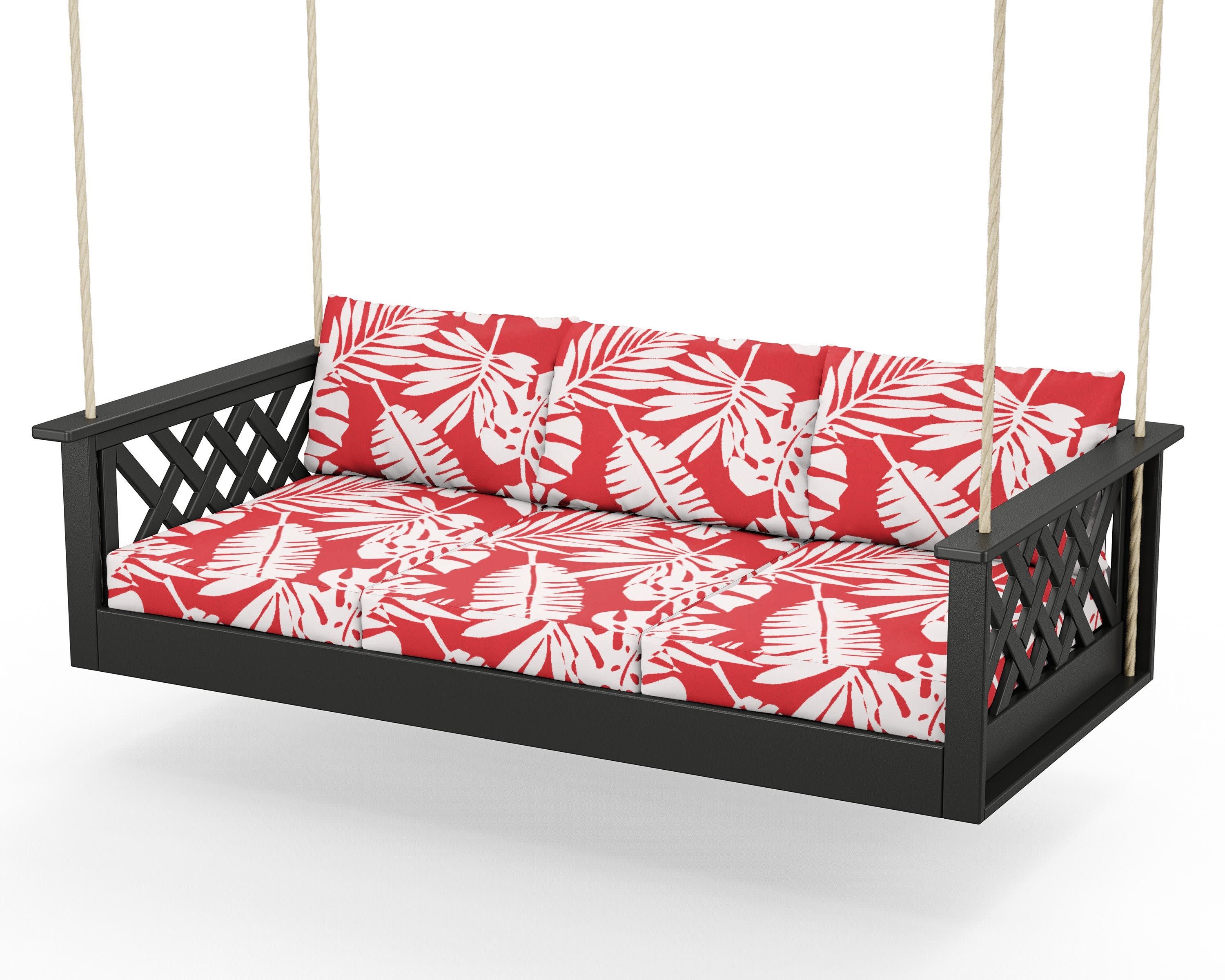 Wovendale Daybed Swing in Black / Leaf Crimson