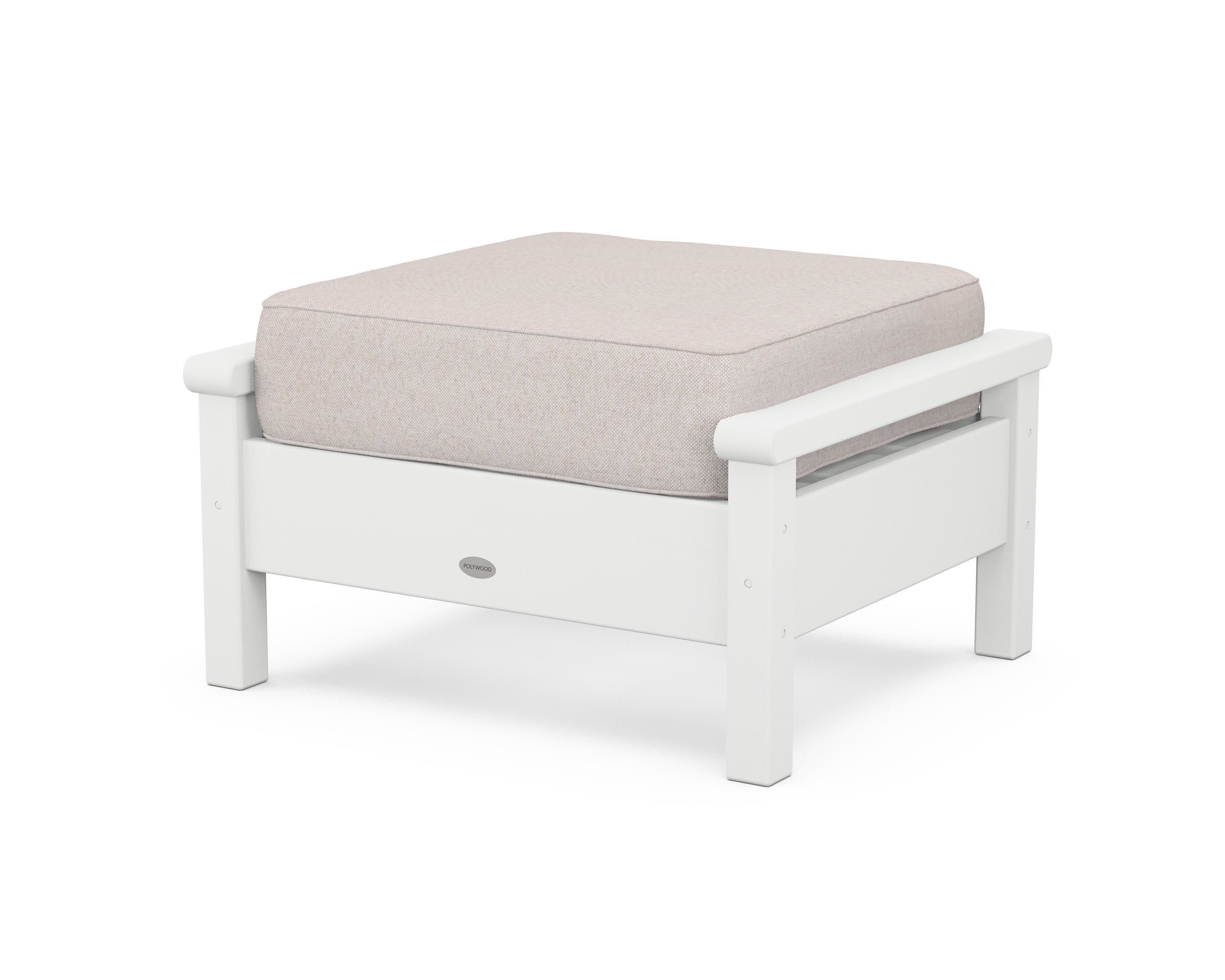 Harbour Deep Seating Ottoman in White / Dune Burlap