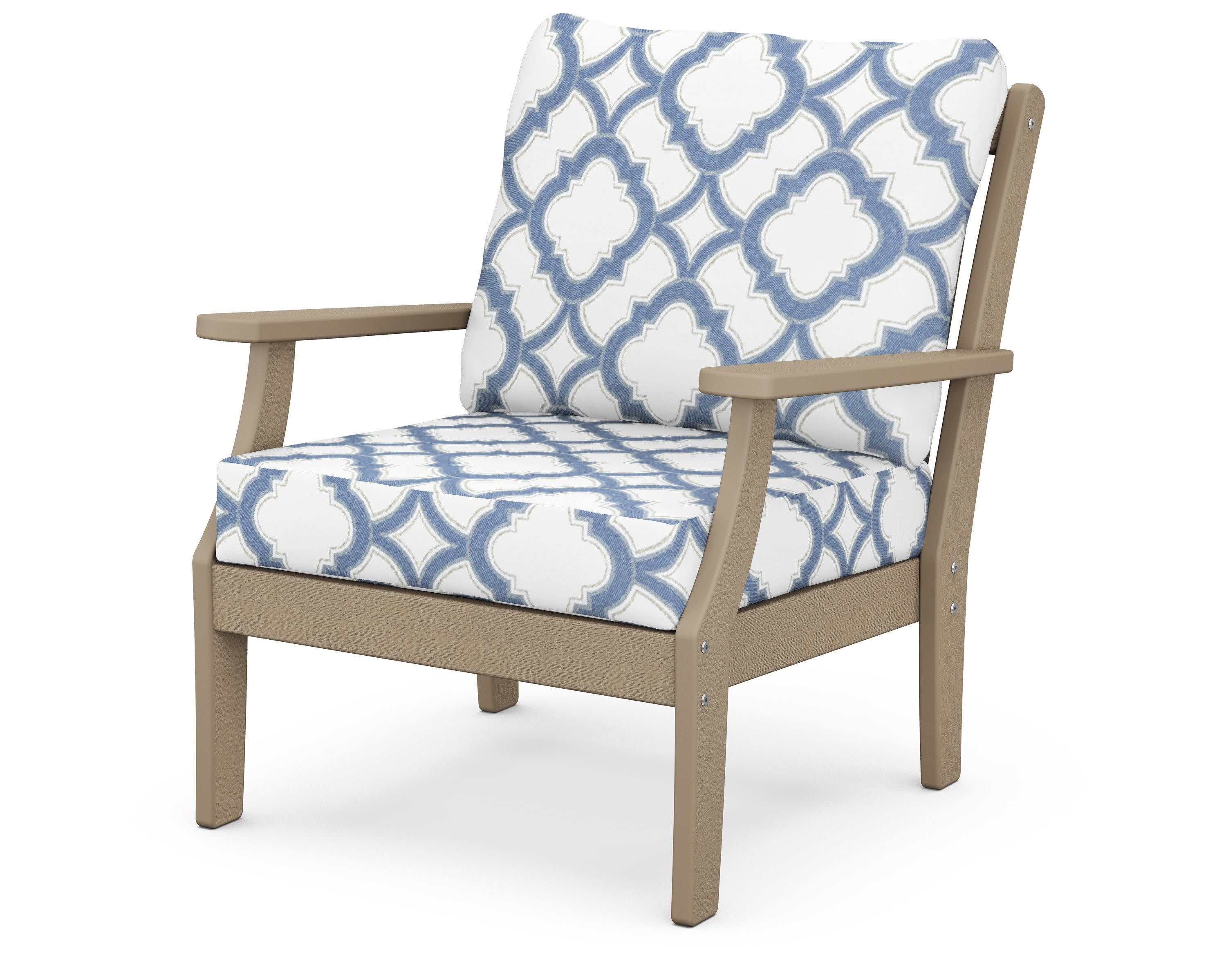Braxton Deep Seating Chair in Vintage Sahara / Trellis Sky Blue