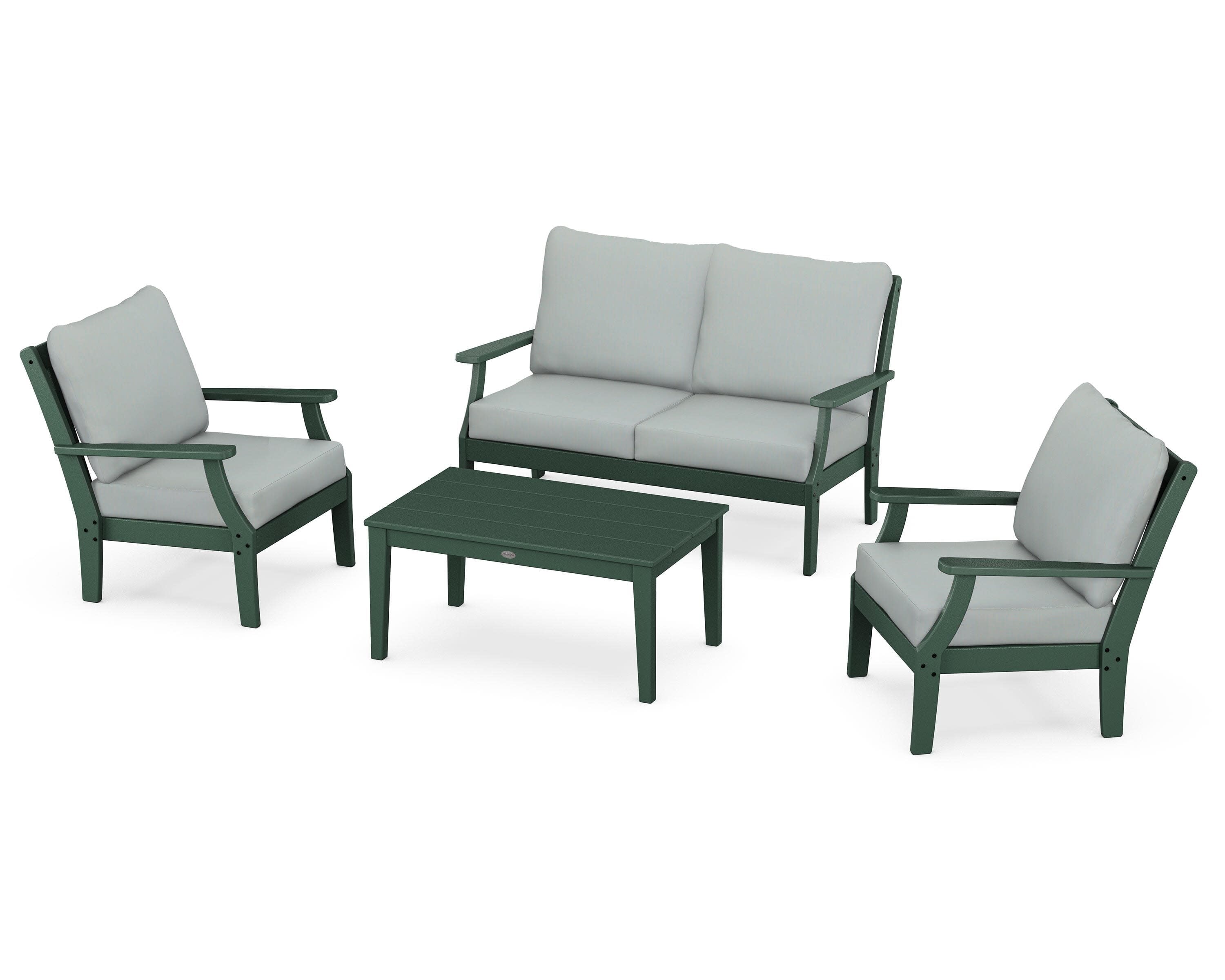 Braxton 4-Piece Deep Seating Chair Set in Green / Spa