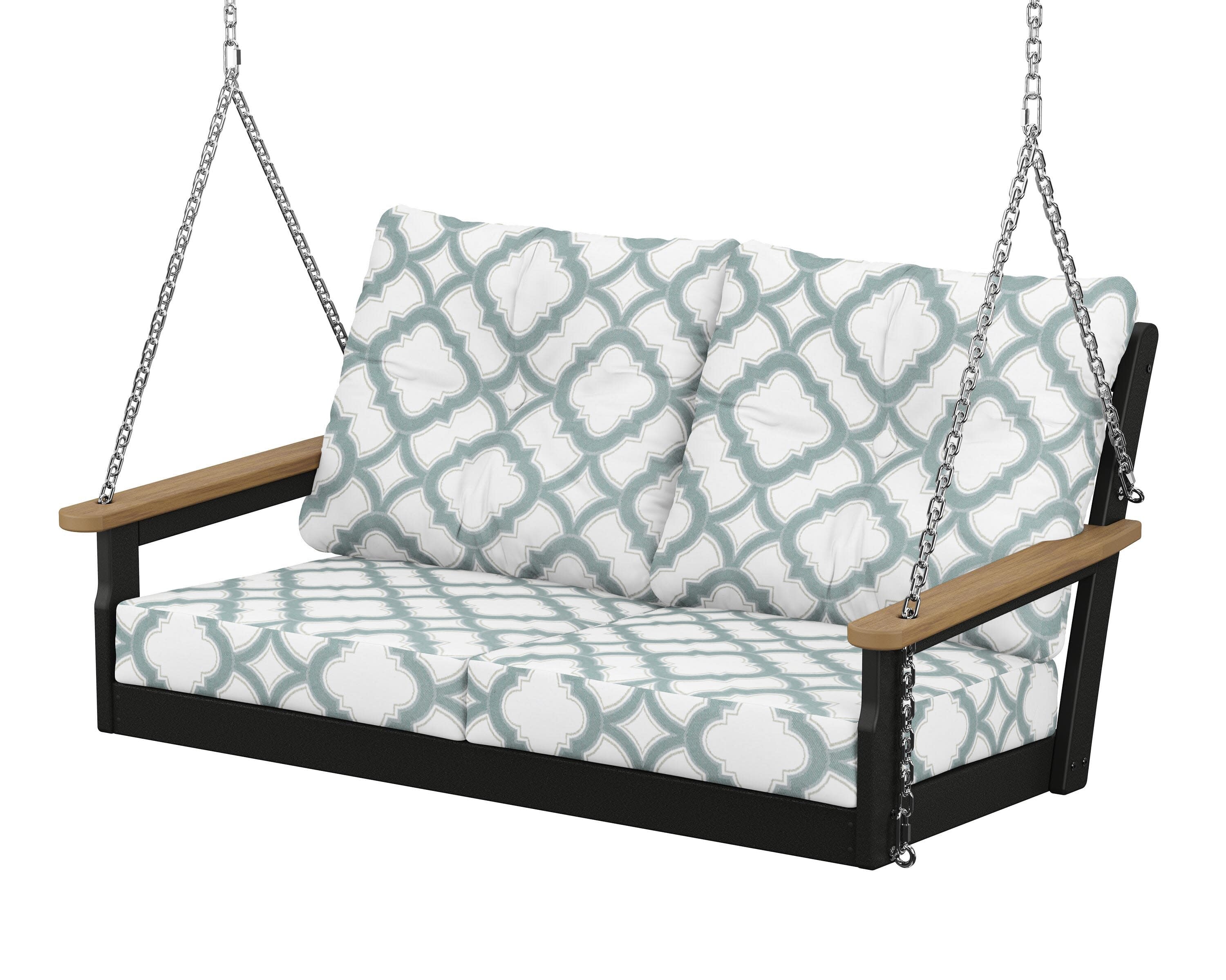 Vineyard Deep Seating Swing in Black / Natural / Trellis Glacier Spa