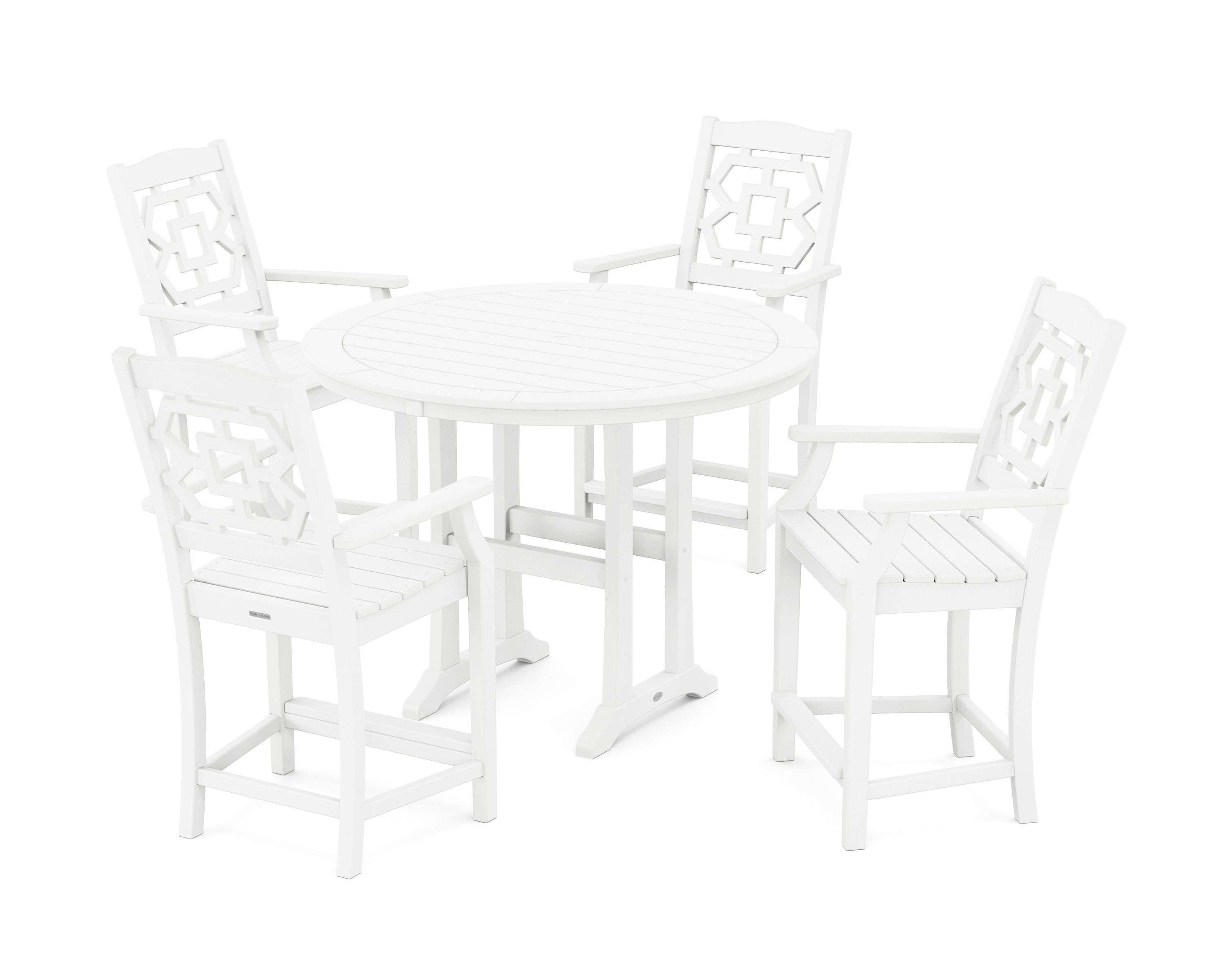Chinoiserie 5-Piece Round Counter Set in White