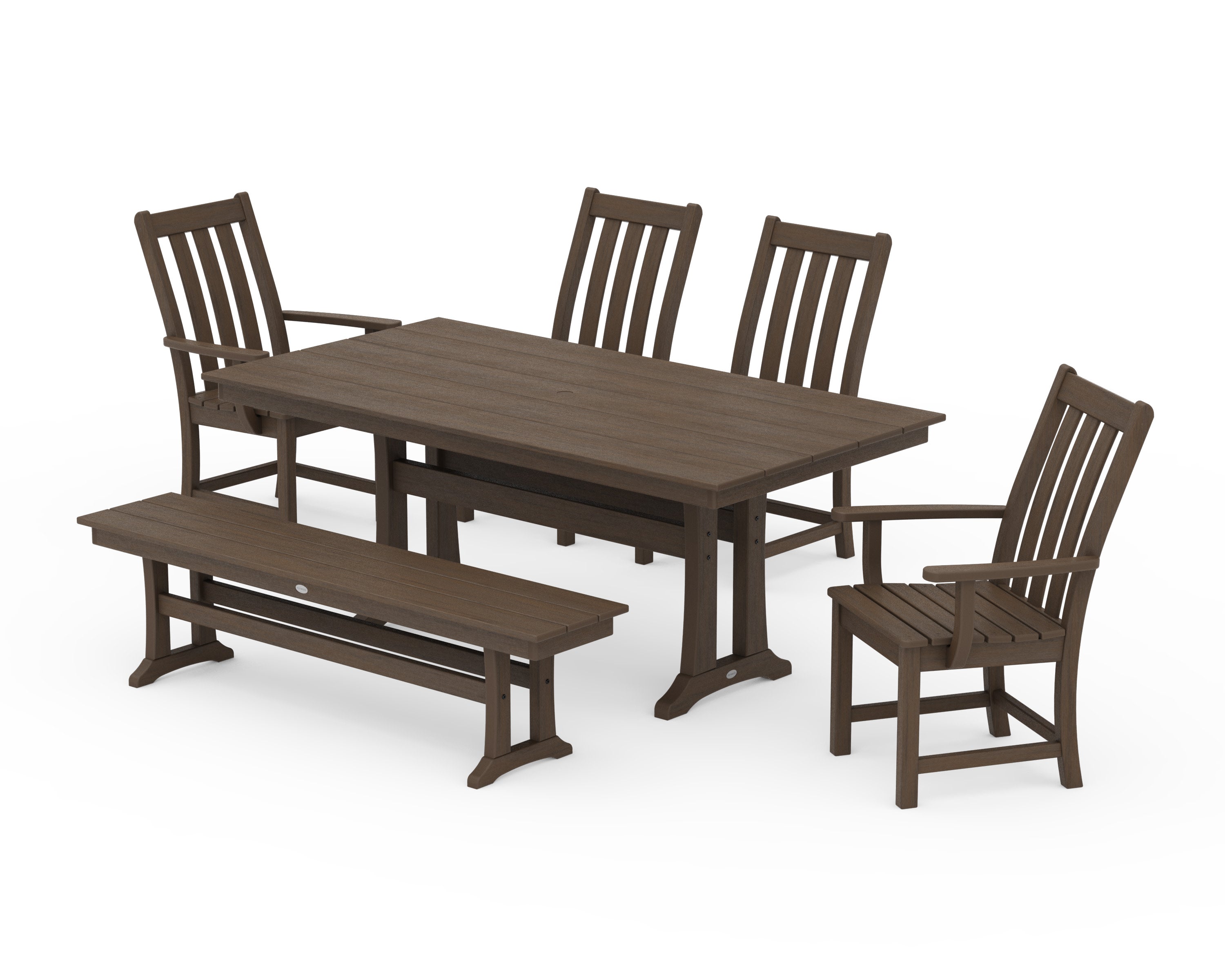 Vineyard 6-Piece Farmhouse Dining Set With Trestle Legs in Kona