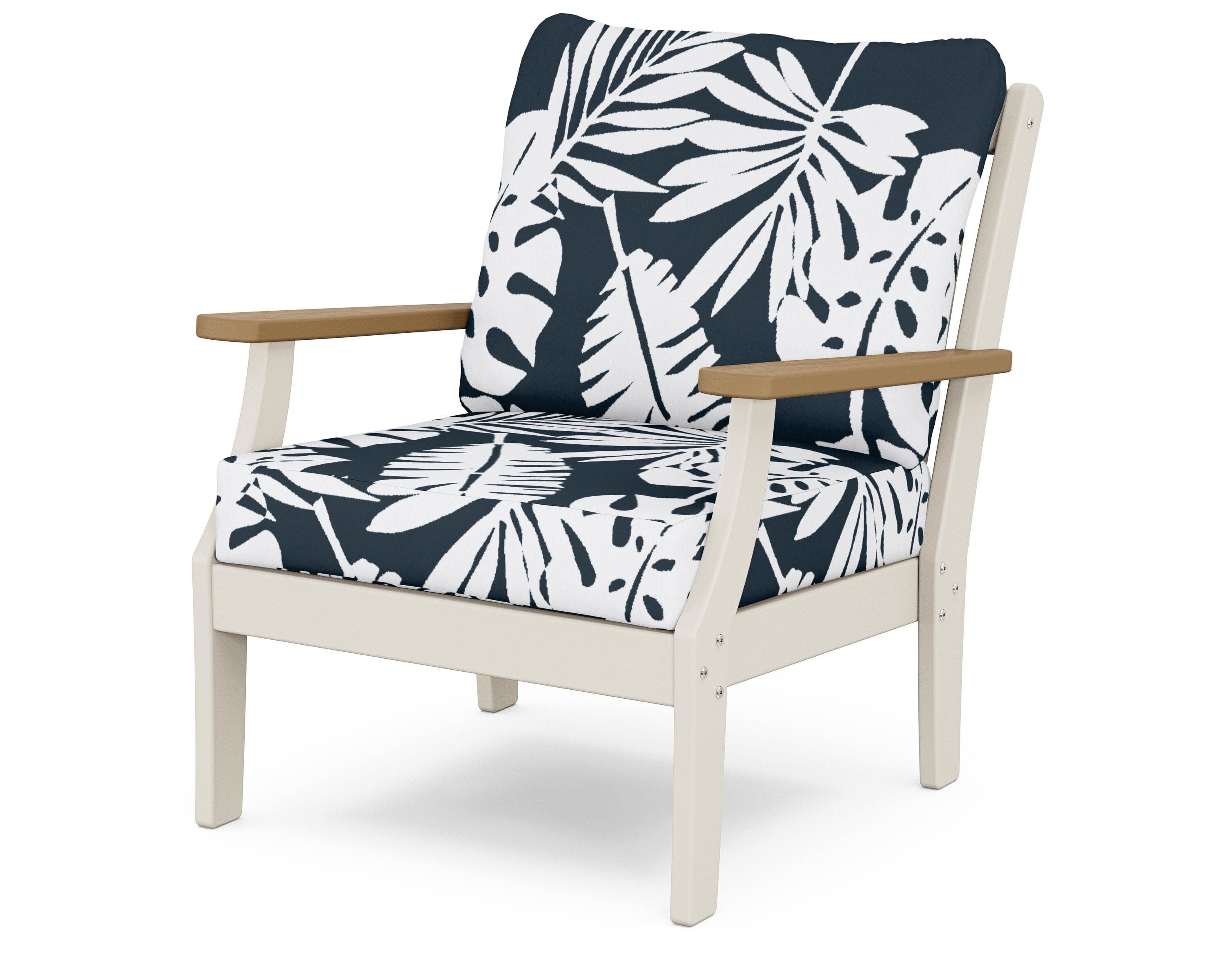 Braxton Deep Seating Chair in Sand / Natural / Leaf Marine Indigo