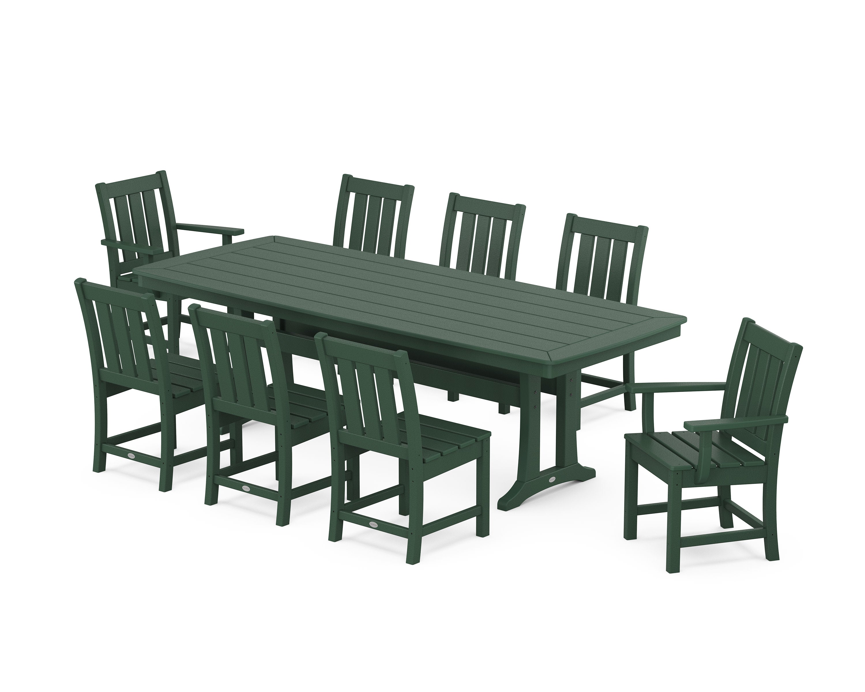 Oxford 9-Piece Dining Set with Trestle Legs in Green