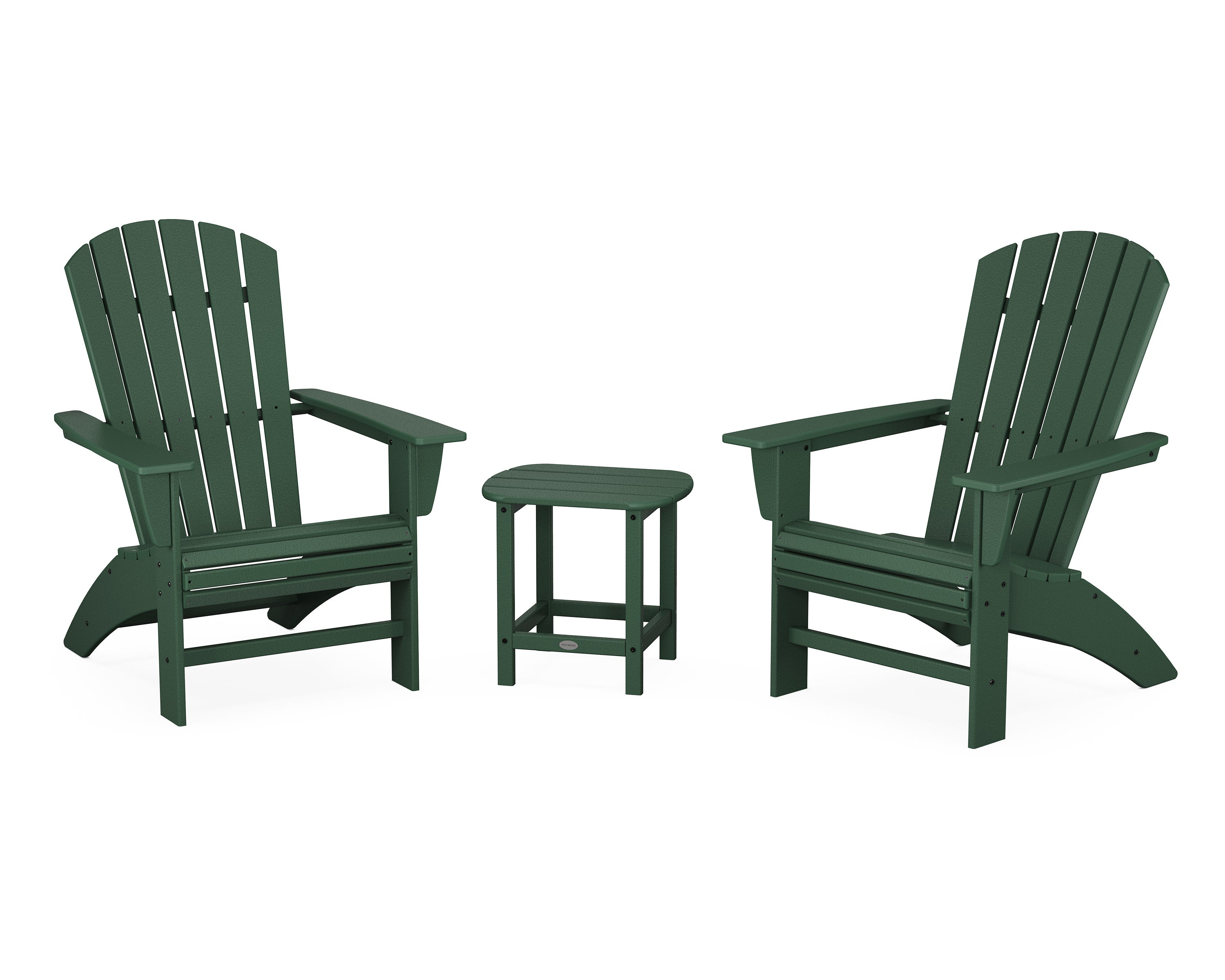 Nautical 3-Piece Curveback Adirondack Set in Green