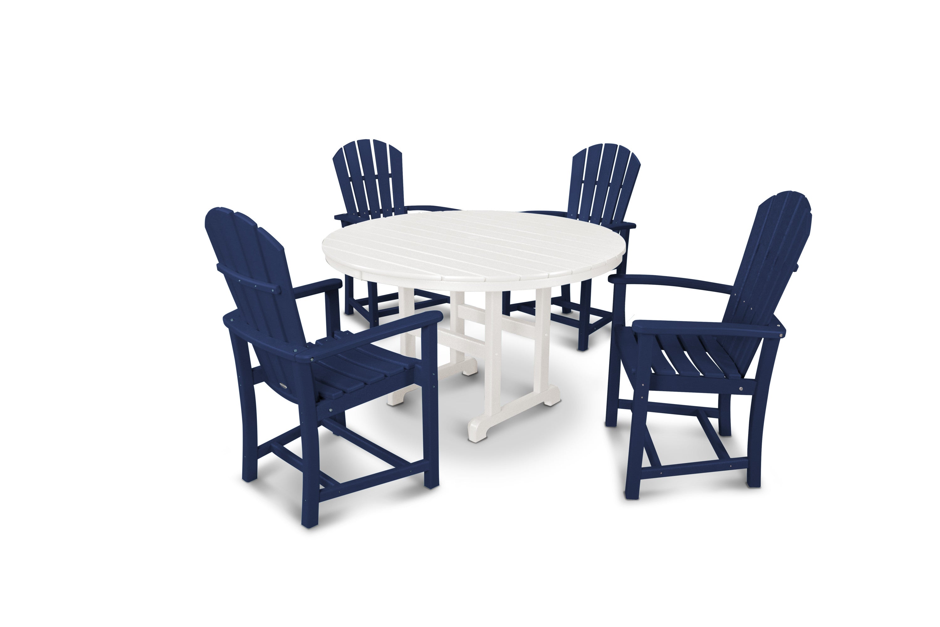 Palm Coast 5-Piece Round Farmhouse Dining Set in Navy / White