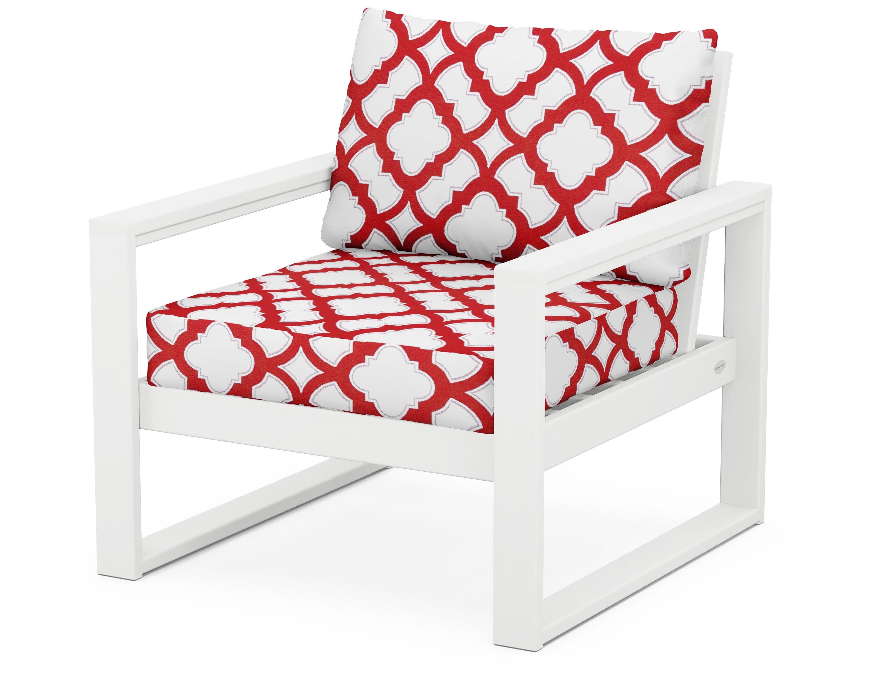 EDGE Club Chair in White / Trellis Crimson