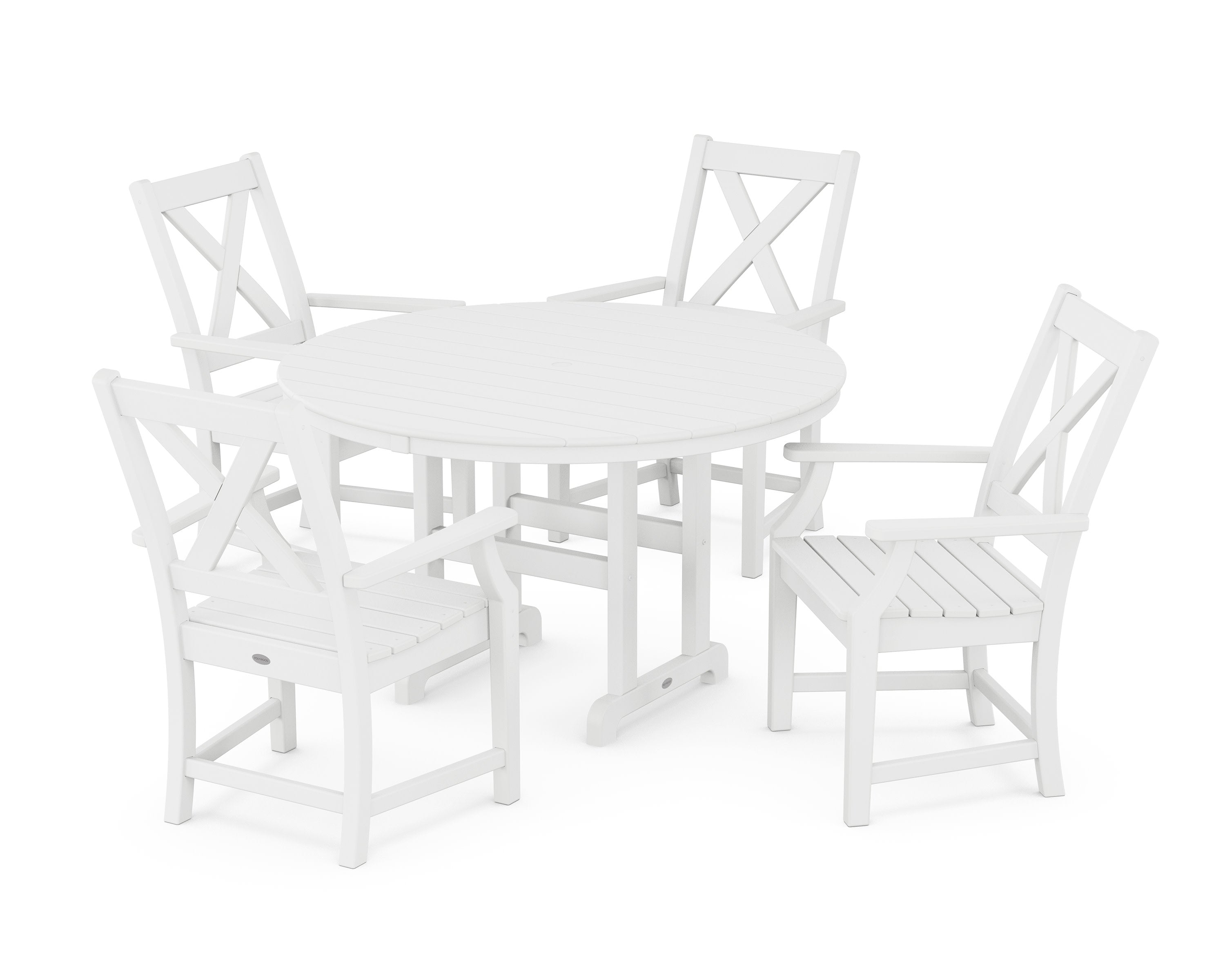 Braxton 5-Piece Round Farmhouse Dining Set in White