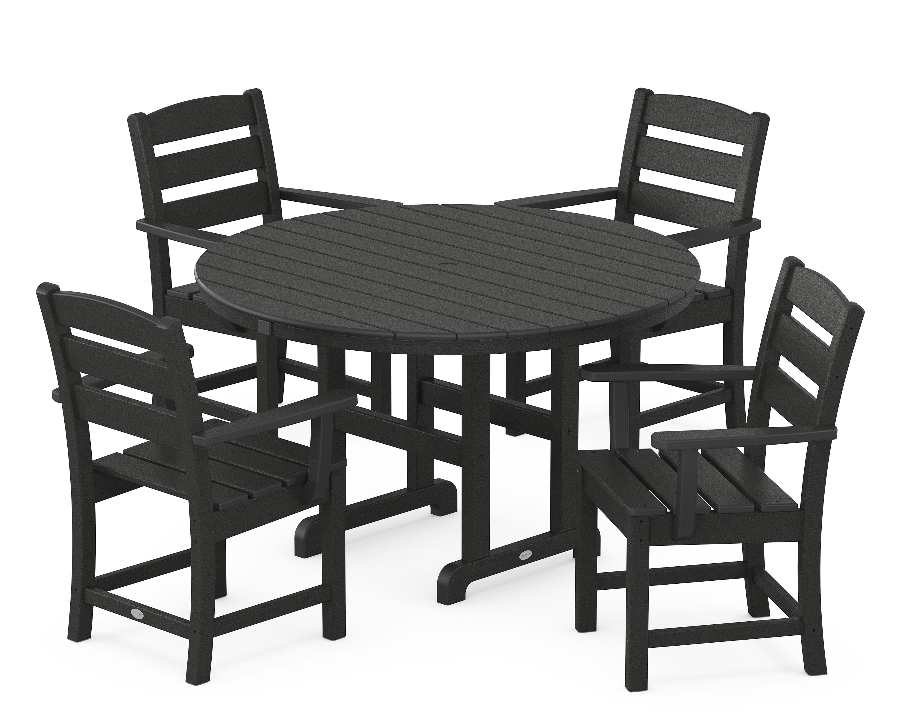 Lakeside 5-Piece Round Farmhouse Dining Set in Black