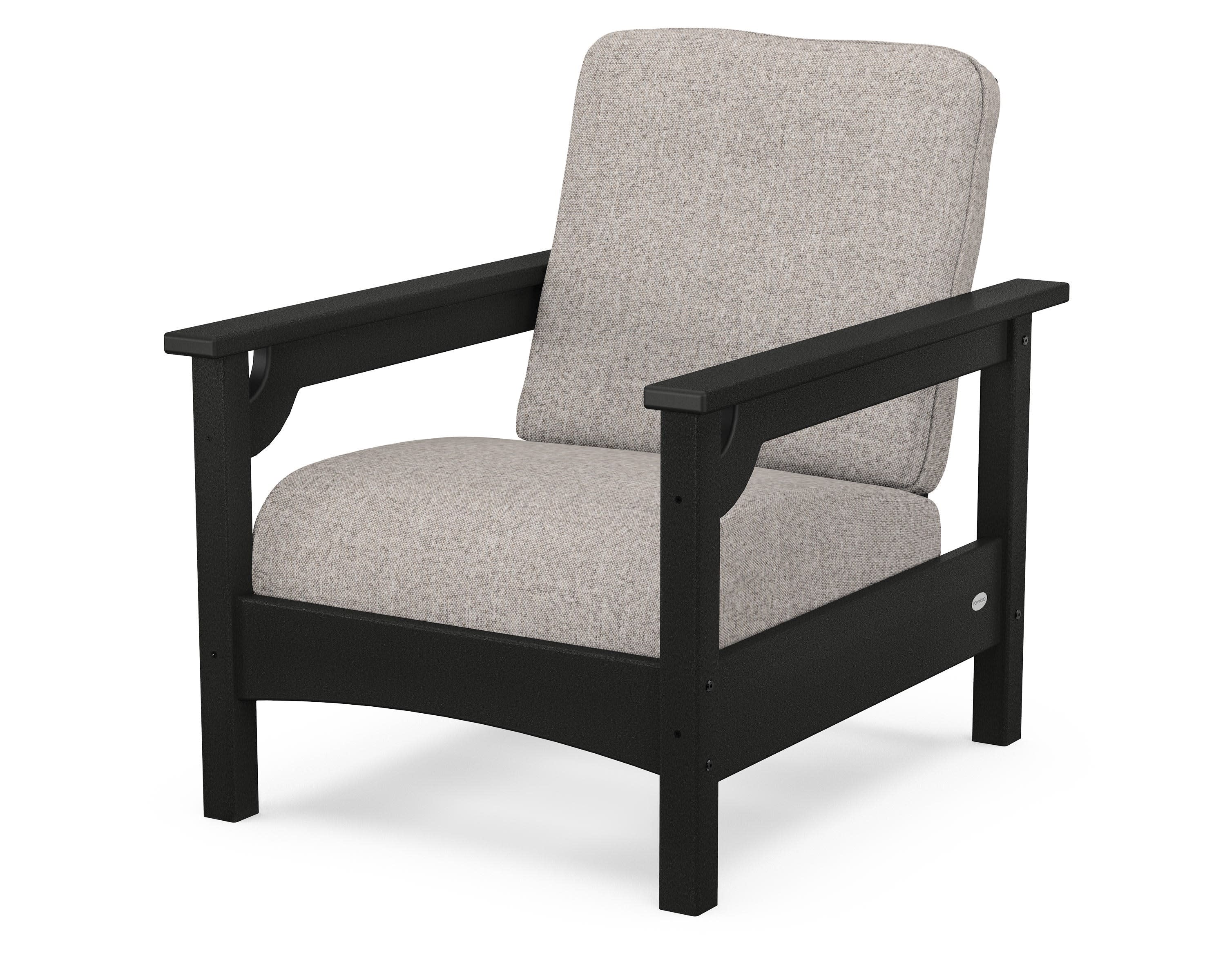 Club Chair in Black / Weathered Tweed
