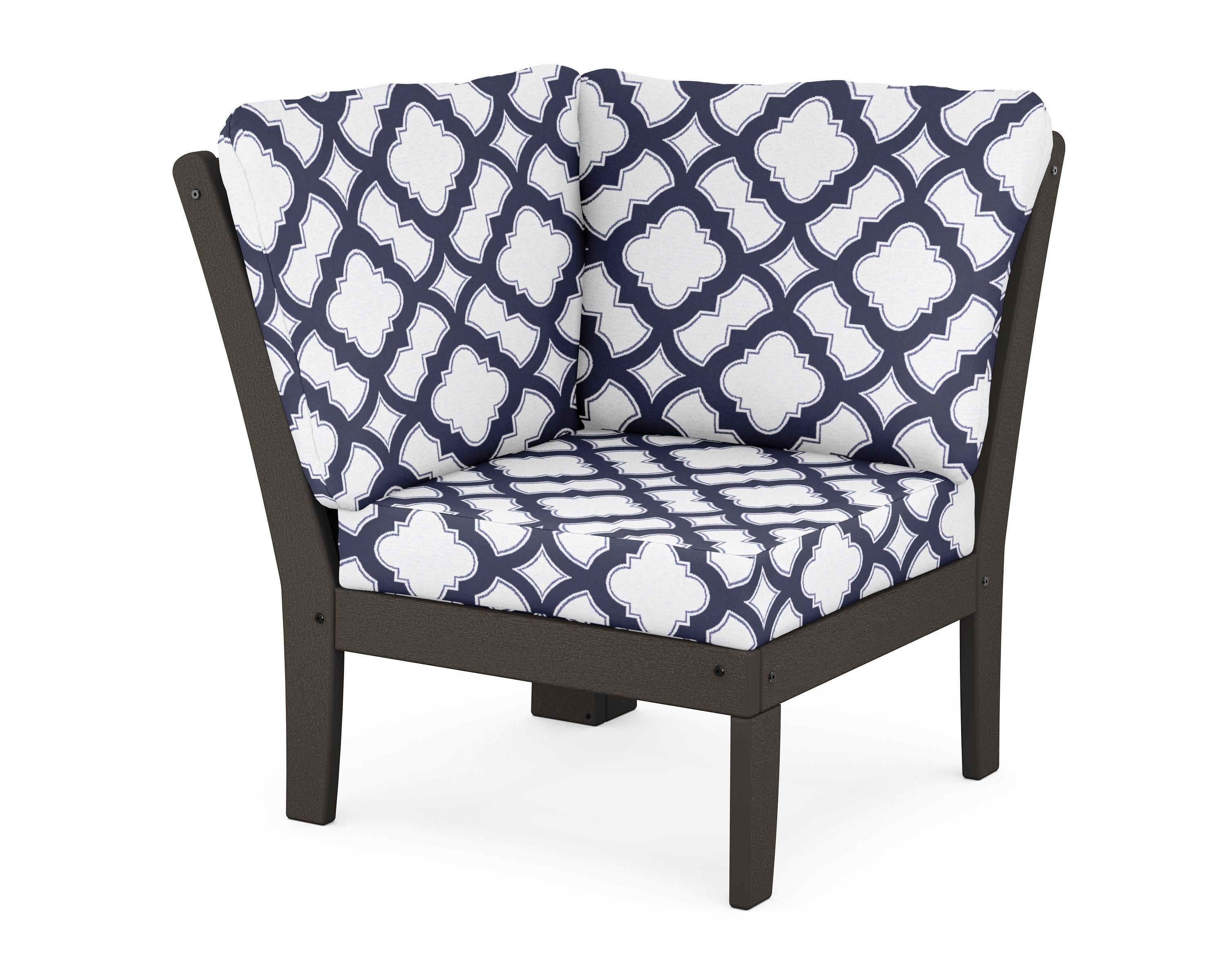 Braxton Modular Corner Chair in Vintage Coffee / Trellis Navy