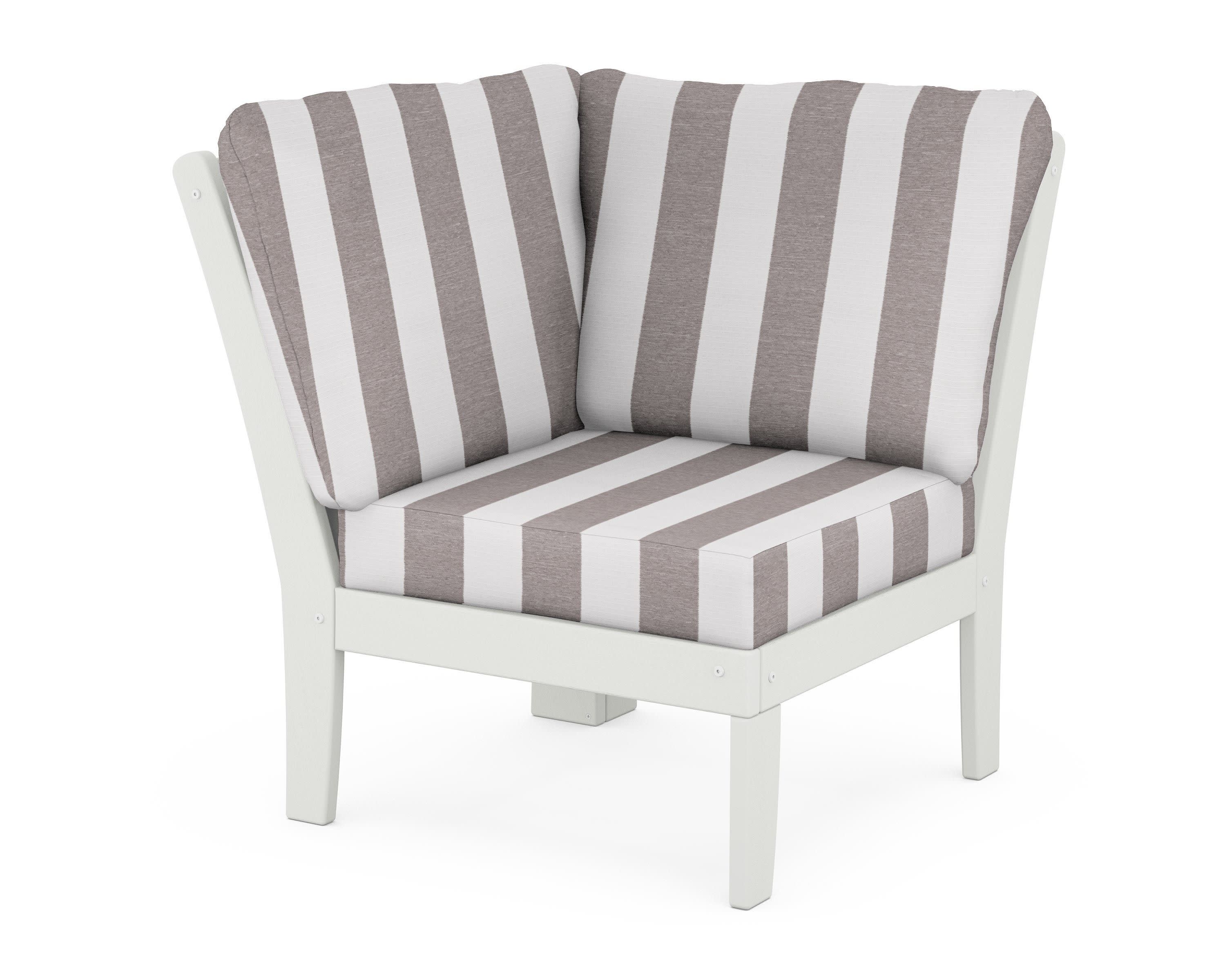 Braxton Modular Corner Chair in Vintage White / Cabana Stripe Grey Mist