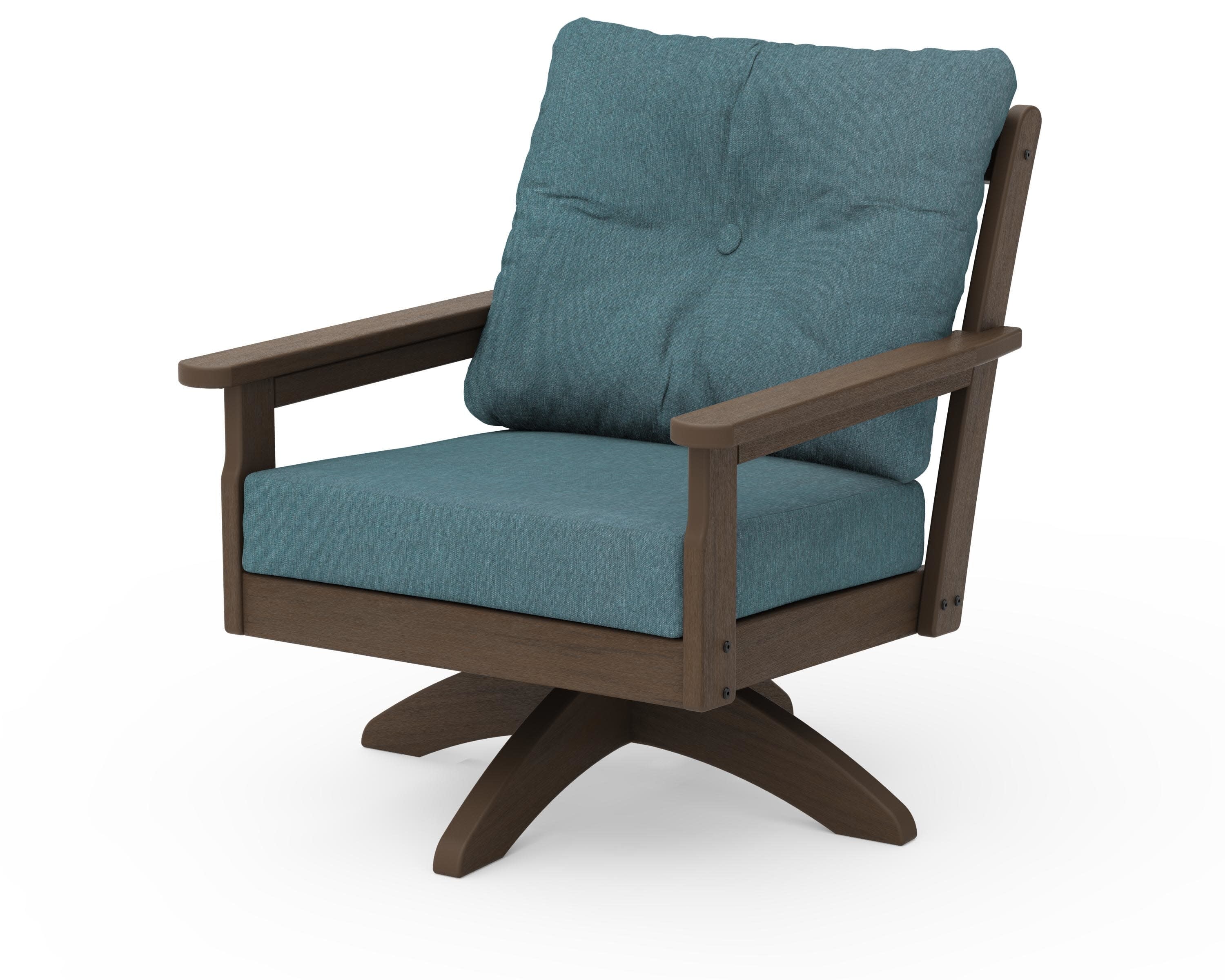 Vineyard Deep Seating Swivel Chair in Kona / Ocean Teal