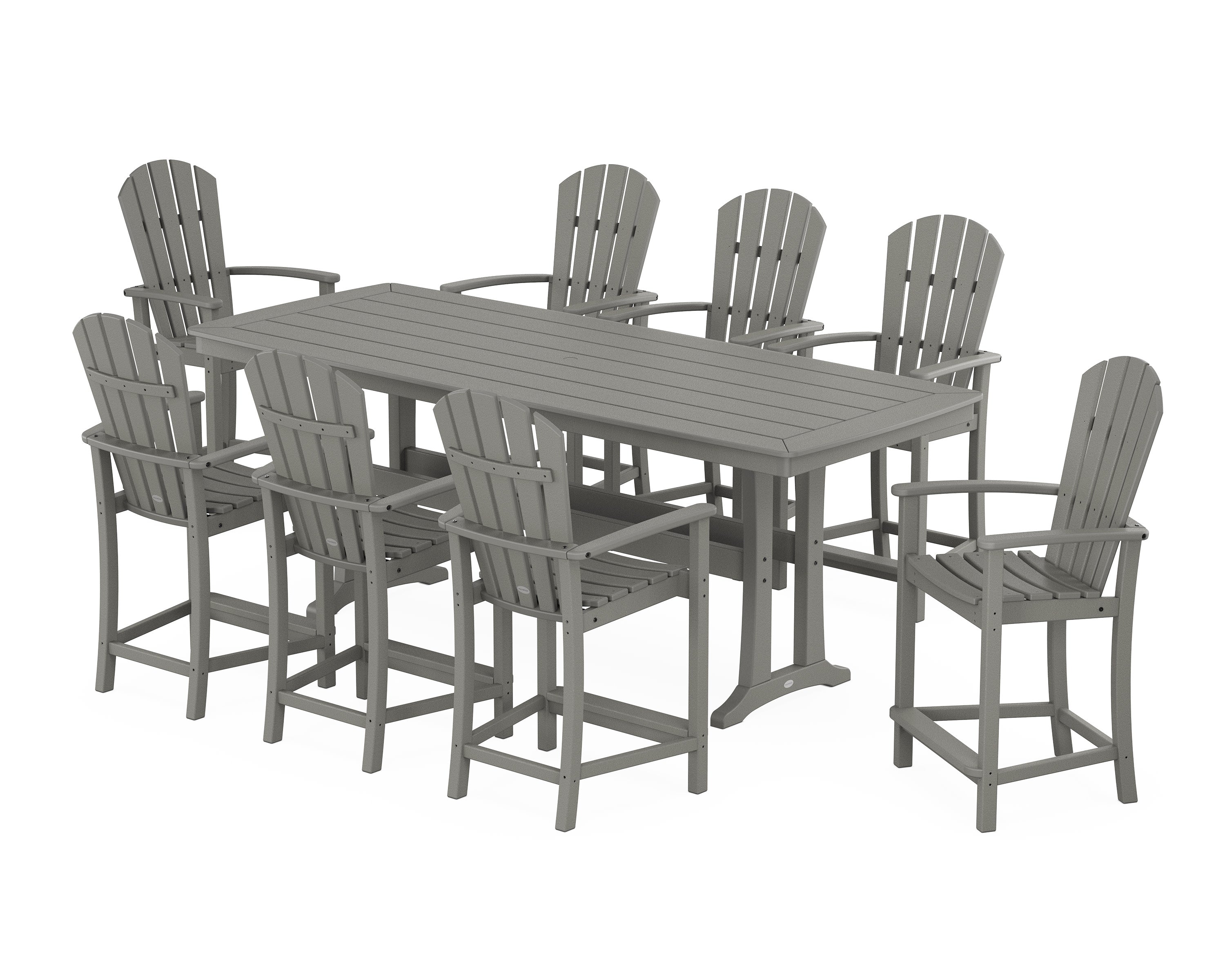 Palm Coast 9-Piece Counter Set with Trestle Legs in Slate Grey